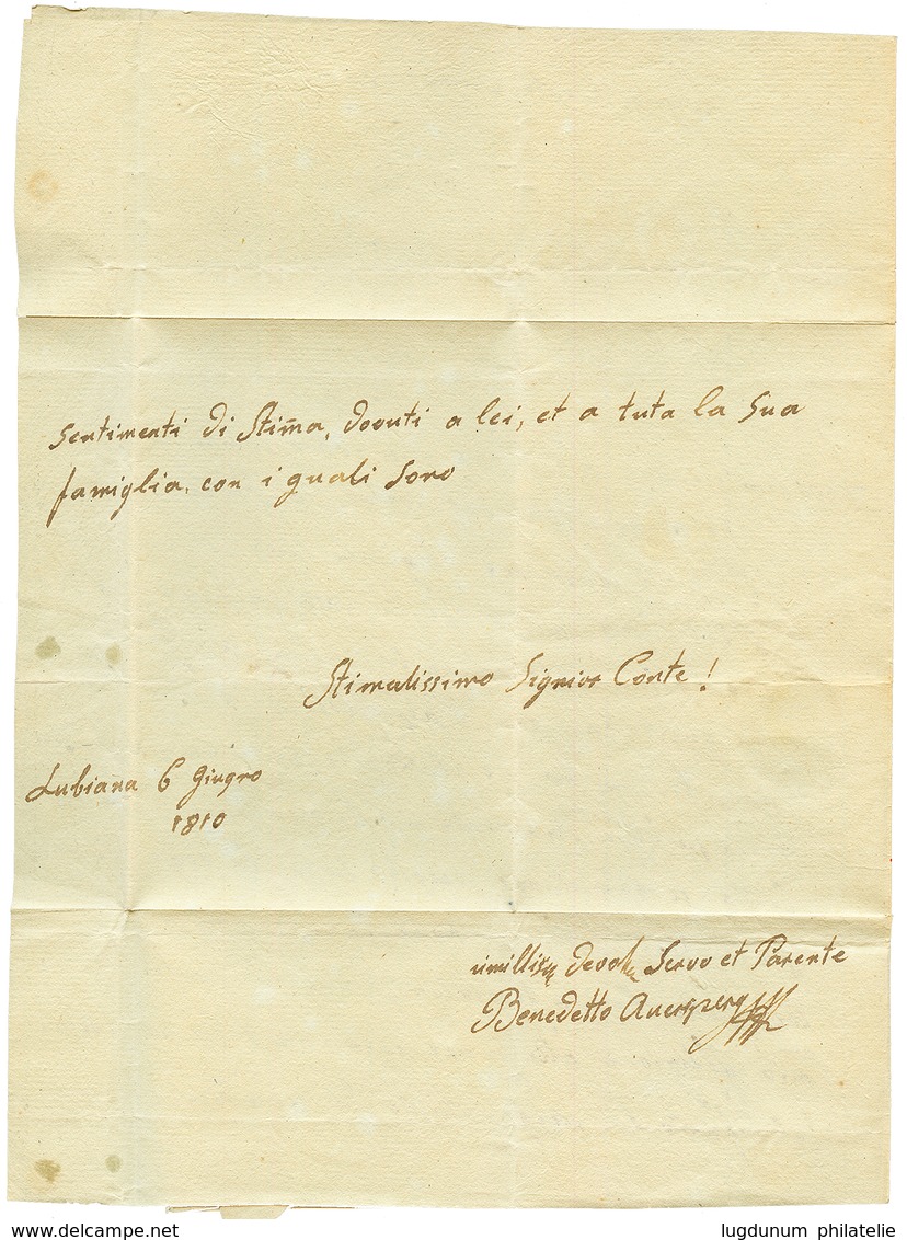 1812 ILLYRIE En Rouge Sur Lettre Avec Texte Daté "LUBIANA" Pour VENEZIA. Superbe. - Other & Unclassified
