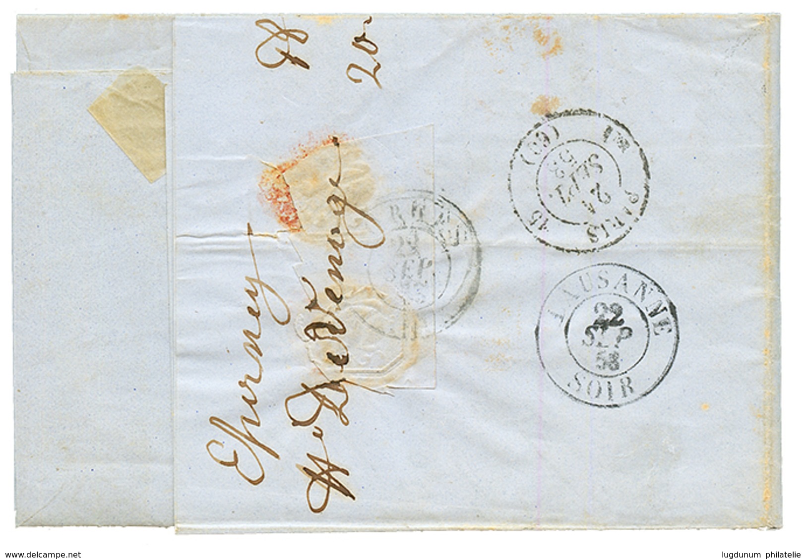 1853 40c CERES (n°5) Avec 4 Grandes Marges Sur Lettre D' EPERNAY Pour MORGES (SUISSE). TB. - 1849-1850 Ceres