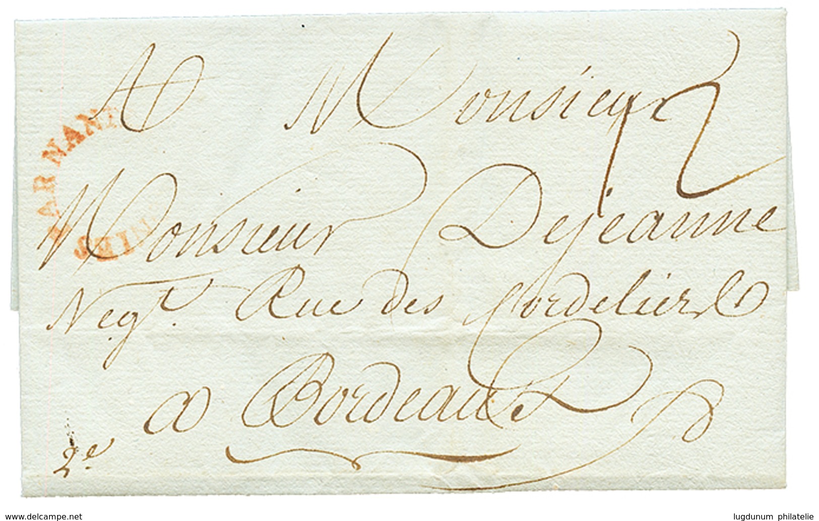 1784 COLONIES PAR NANTES Rouge Sur Lettre D ' HAITI Avec Texte Daté "PORT AU PRINCE" Pour BORDEAUX. TB. - Maritime Post