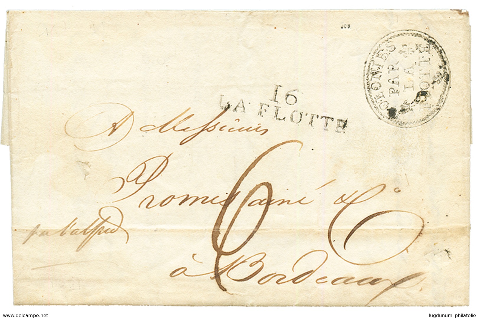 1816 COLONIES PAR LA FLOTTE + 16 LA FLOTTE Sur Lettre Avec Texte De POINTE A PITRE Pour BORDEAUX. TTB. - Maritime Post