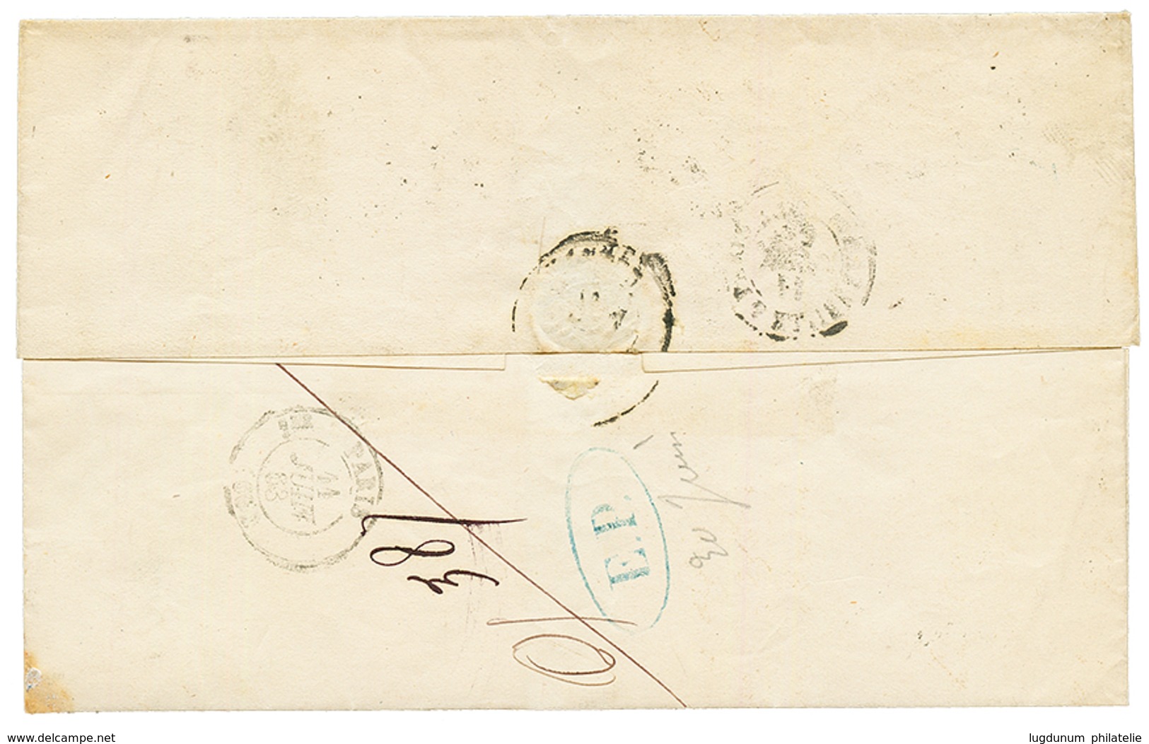 ALEXANDRIE : 1863 40c(n°16)+ 40c(n°23) + 10c(n°13)x3+ 10c(n°21) Def Obl. GC 5080 + ALEXANDRIE EGYPTE Sur Lettre Pour La  - Other & Unclassified