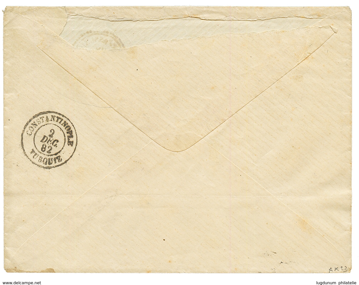 "KERASSUNDE" : 1882 FRANCE 25c SAGE Obl. KERASSUNDE TURQ. D' ASIE Sur Enveloppe Pour CONSTANTINOPLE. Trés Rare Sur Type  - Other & Unclassified