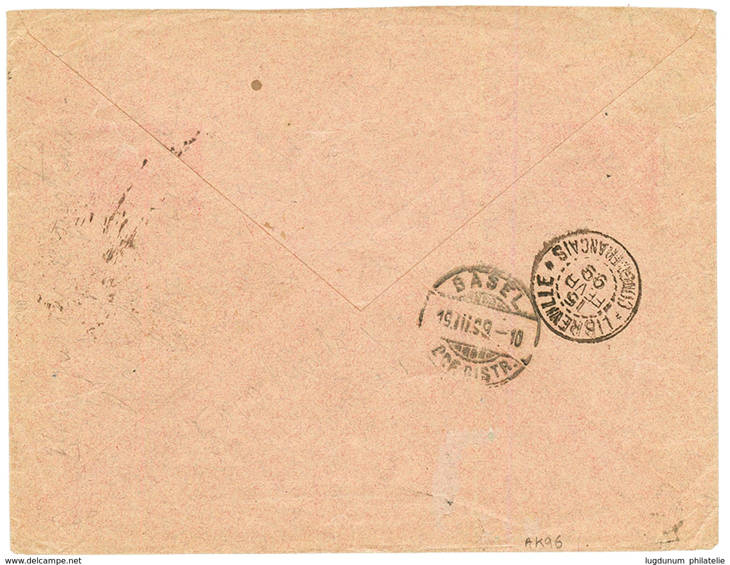 1899 2c + 4c (x2) + 15c Obl. Cachet Provisoire Linéaire TALAGOUGA/ 8 FEVR. 99/ CONGO FRANCAIS Sur Env (pd) Pour BALE Tax - Other & Unclassified