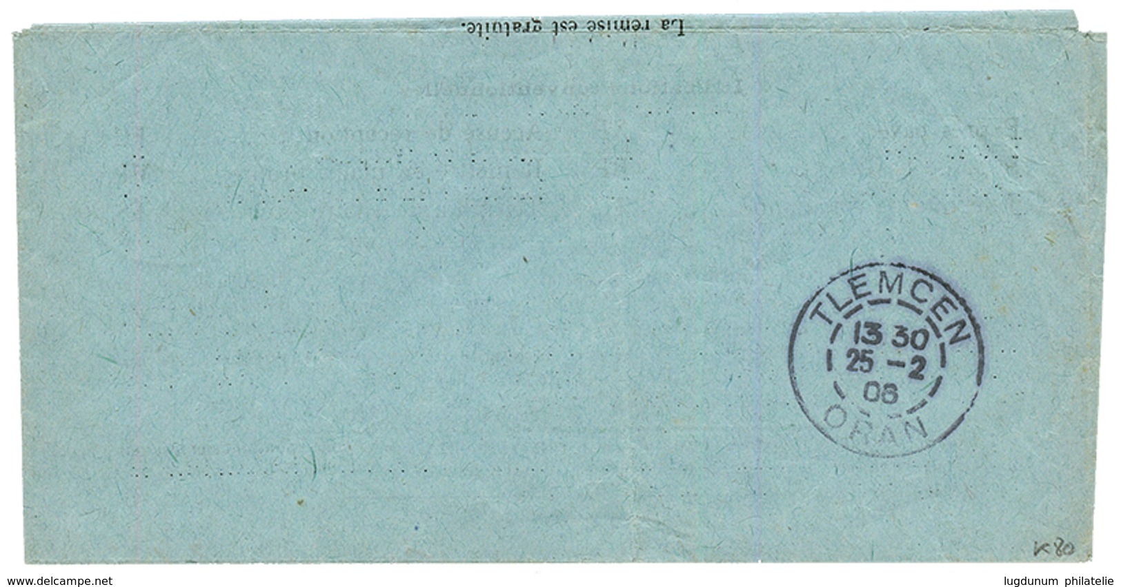 1906 15c Obl. CAP LOPEZ GABON Sur TELEGRAMME De IGUILA Pour TLEMCEN (ALGERIE). RARE. TTB. - Other & Unclassified