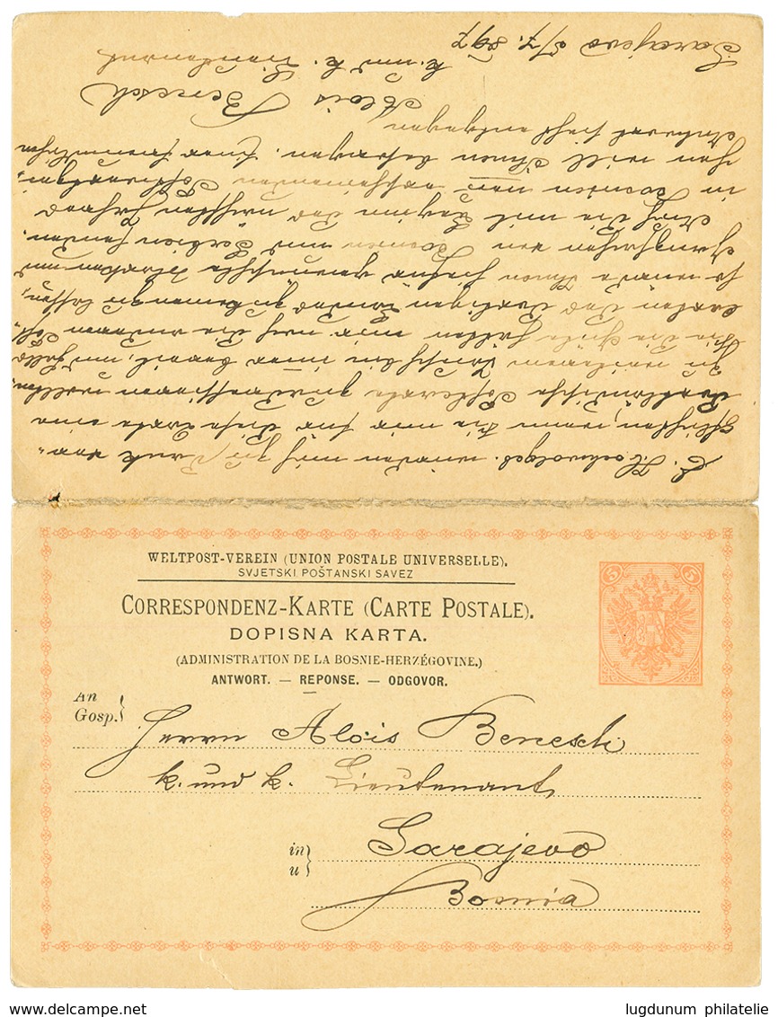 BOSNIA To ORANGE FREE STATES : 1897 P./Stat 5k (+ Reply) Canc. SARAJEVO + RETURNED LETTER OFFICE CAPETOWN Violet To ORAN - Autres & Non Classés