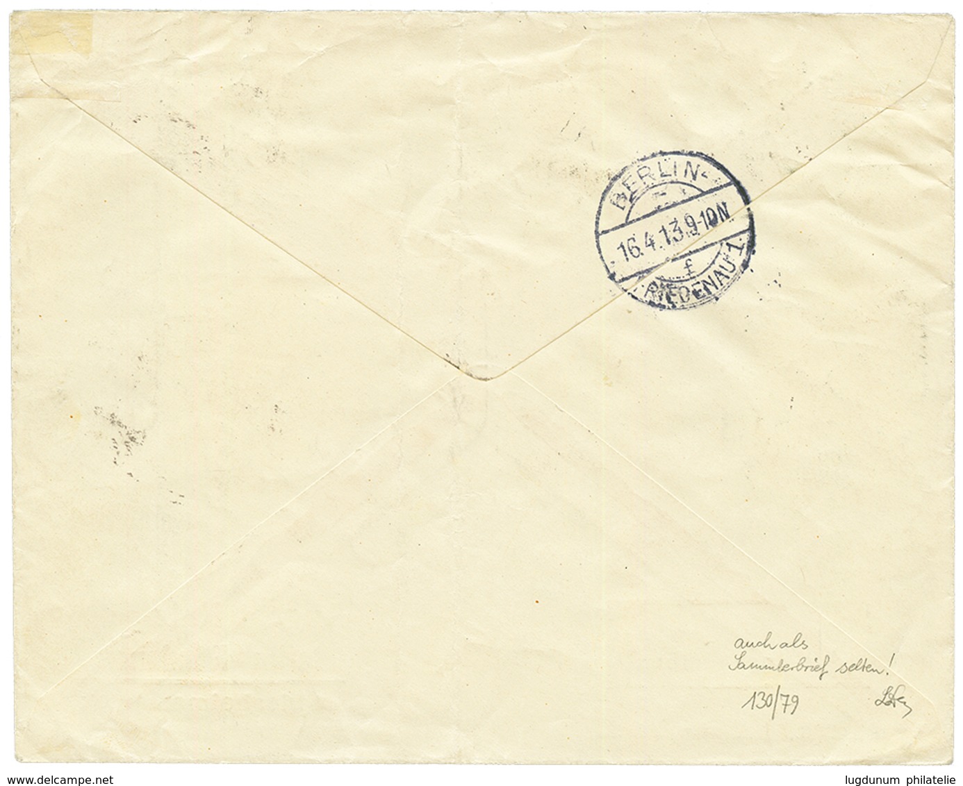 CANEA : 1913 5c To 1 FRANC Canc. CANEA On REGISTERED Envelope To BERLIN. Vvf. - Levant Autrichien