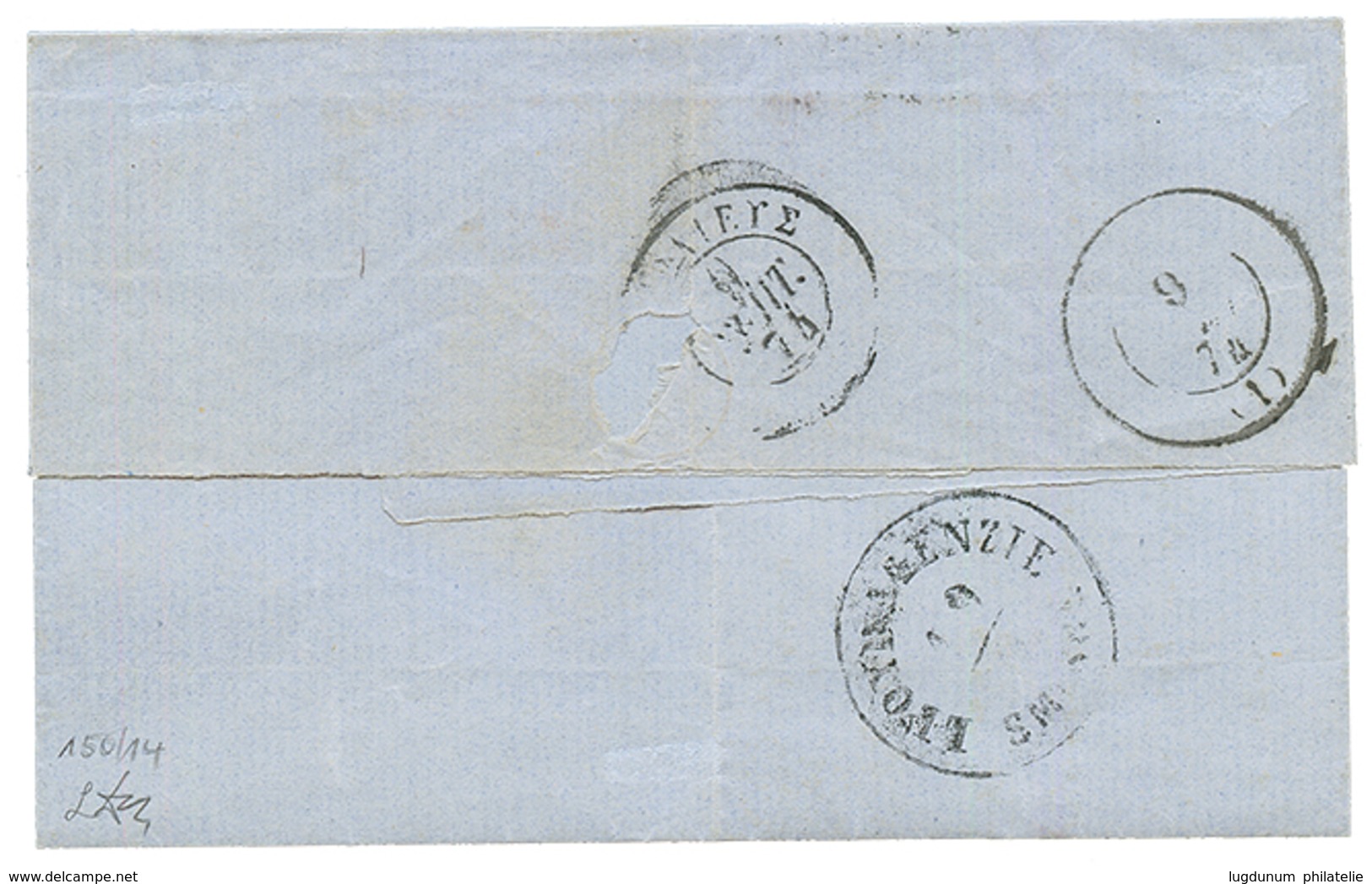 METELINE : 1874 Pair 5s Canc. METELINE + GREECE 20l Canc. 1 On Entire Letter To ATHENES. Verso, LLOYD AGENZIE SMIRNE. RA - Eastern Austria