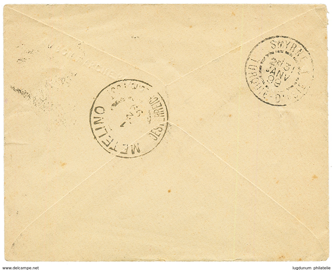 "TUNISIA To METELINO" : 1899 TUNISIA 5c Canc. BIZERTE REGENCE DE TUNIS On Envelope (PRINTED MATTER Rate) To METELINE TUR - Levant Autrichien
