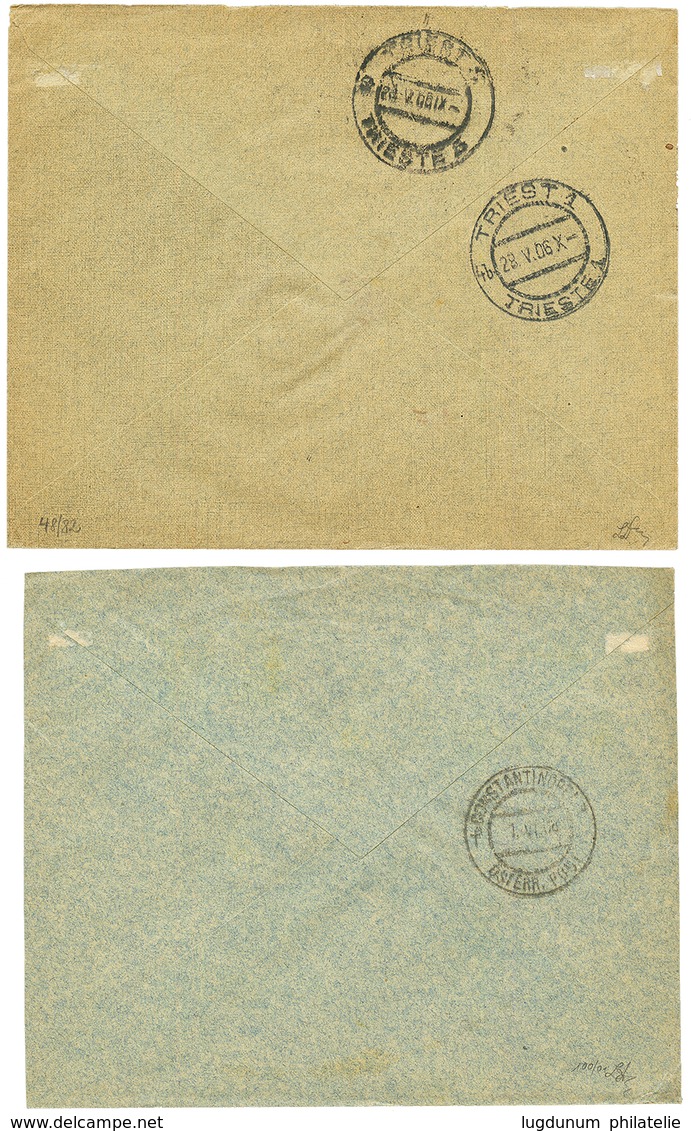 METELINO : 1906 1P Canc. METELINO To TRIESTE & 1908 20p (x2) Canc. METELINO To CONSTANTINOPLE. Superb. - Eastern Austria