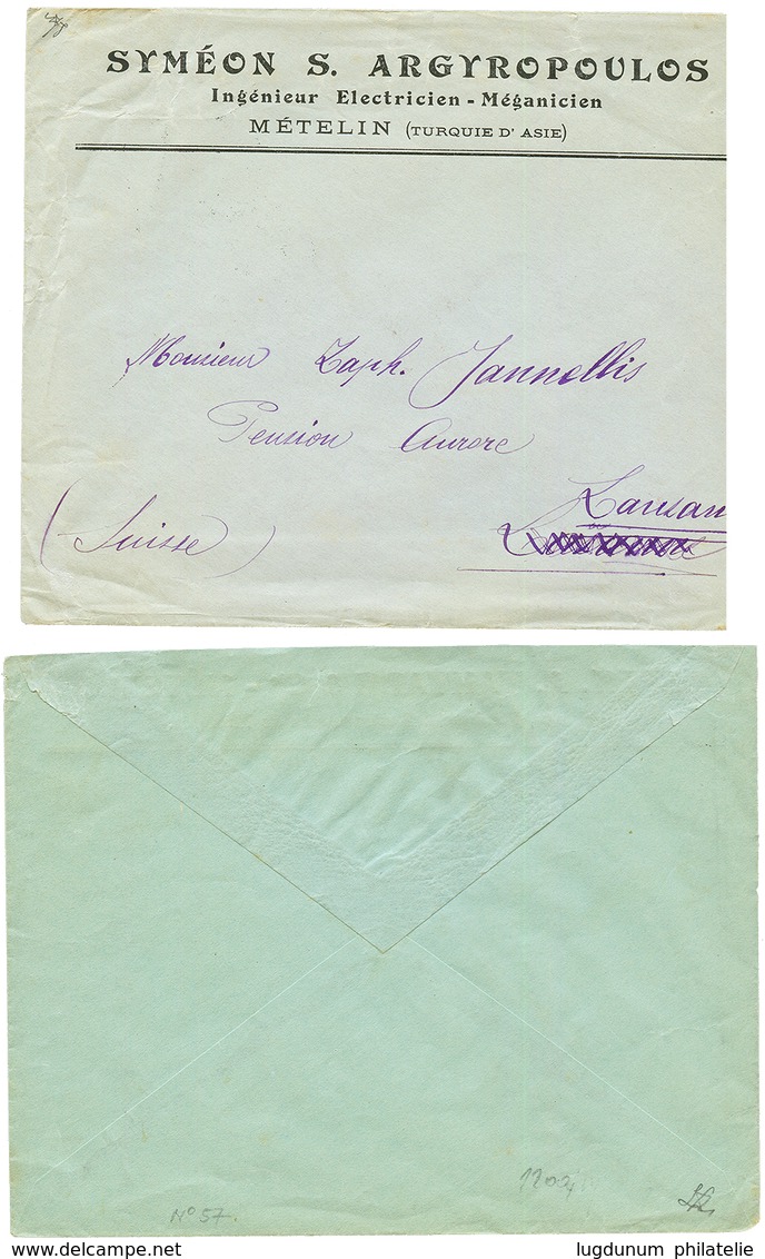 METELINO : 1908 1P Canc. METELINO To ITALY & 1910 20p(x2) Canc. METELINO To SWITZERLAND. Vvf. - Eastern Austria