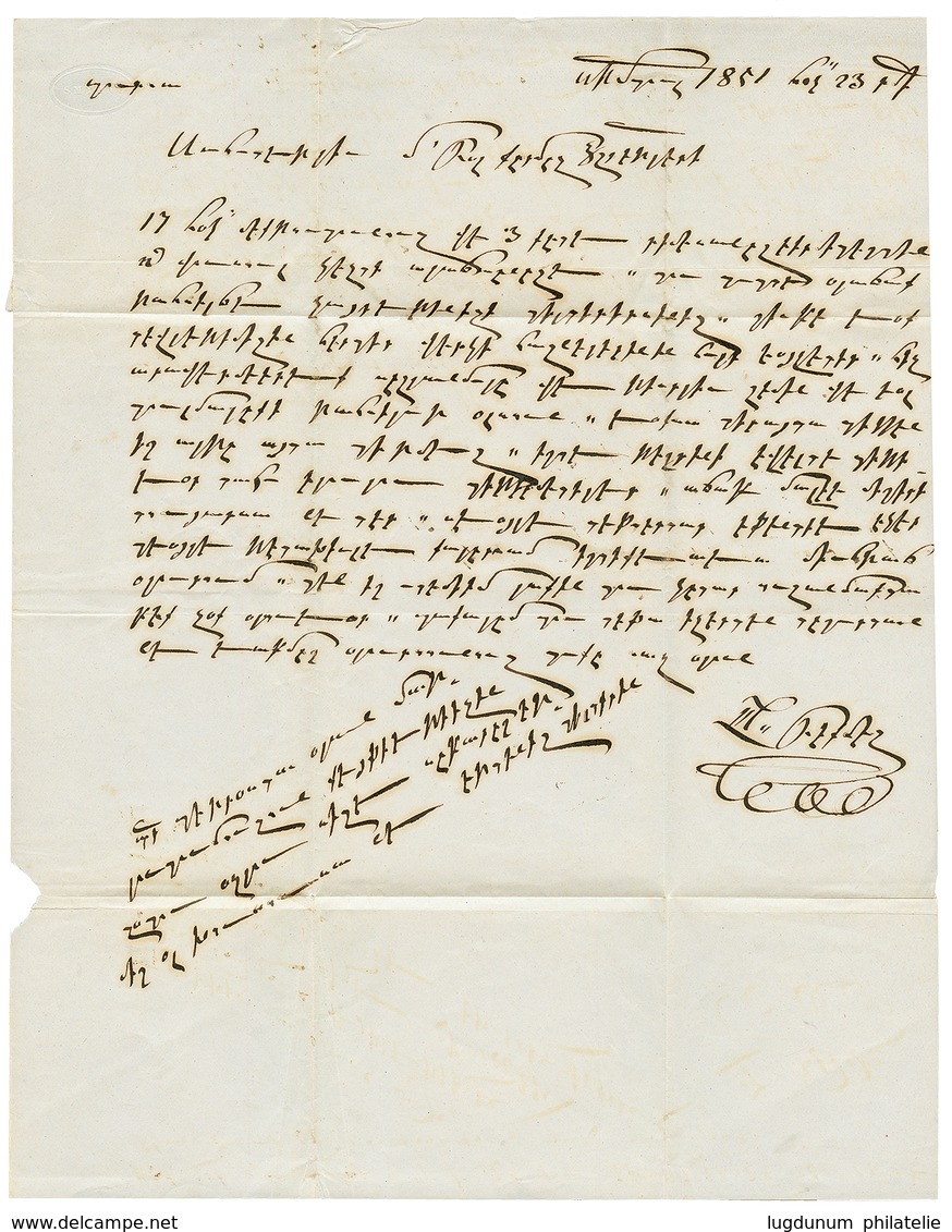 SHIP MAIL : 1854 P.P / COSTANTINOPLI In Blue On Entire Letter To BROUSSE. Vf. - Autres & Non Classés