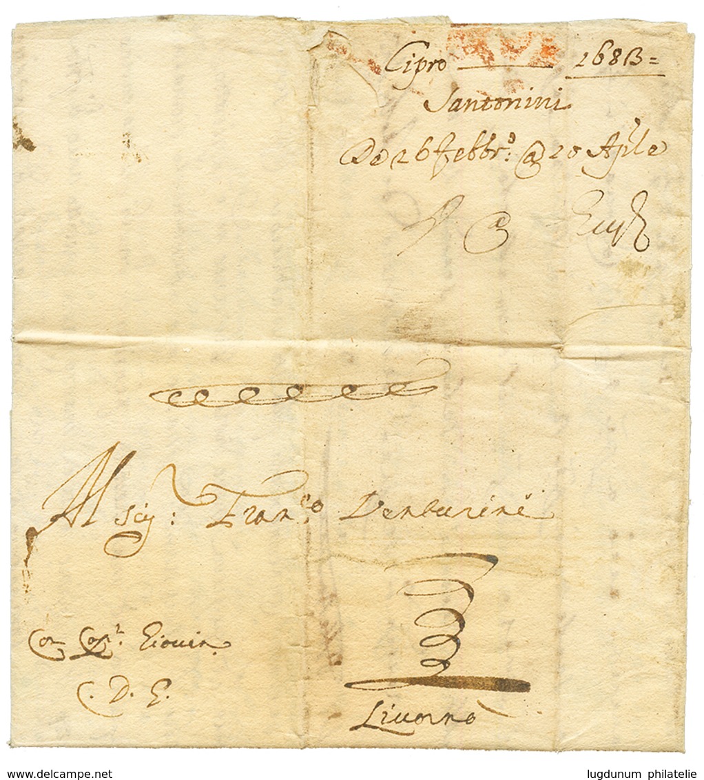 1683 Entire Letter Datelined "CIPRO" To LIVORNO (ITALY). RARE. Superb. - Autres & Non Classés