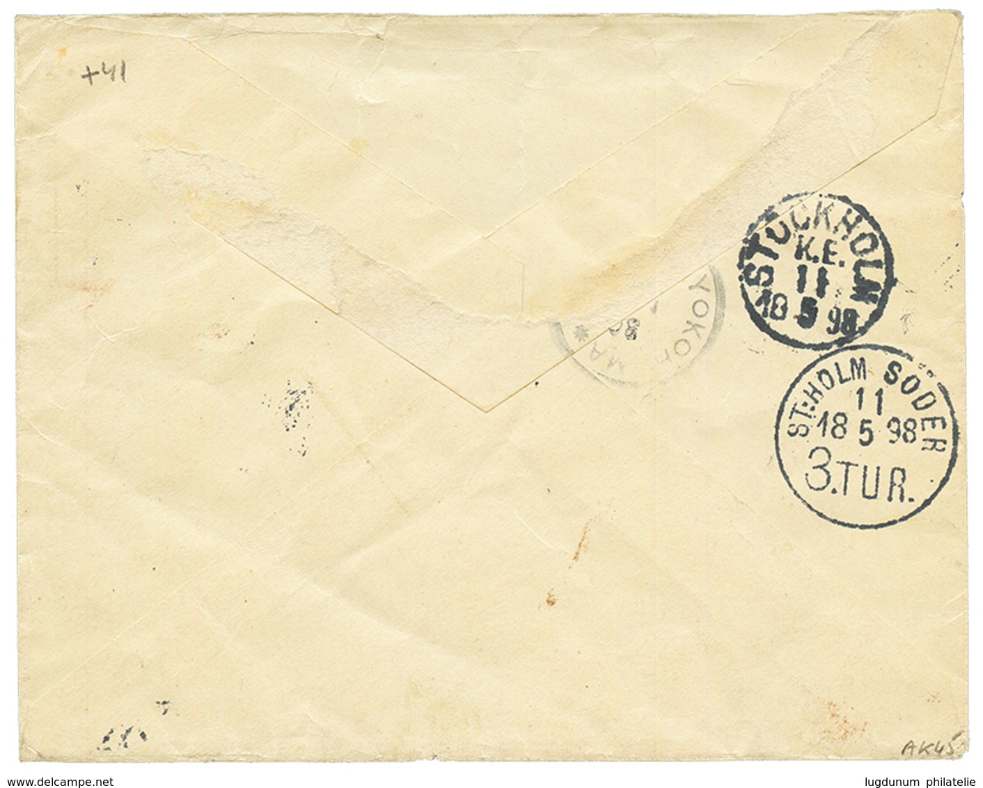 JAPAN To SWEDEN : 1898 1s (x4) + 3s (x2) + LIGNE N PAQ FR N°7 On Envelope To STOCKHOLM (SWEDEN). Vvf. - Other & Unclassified