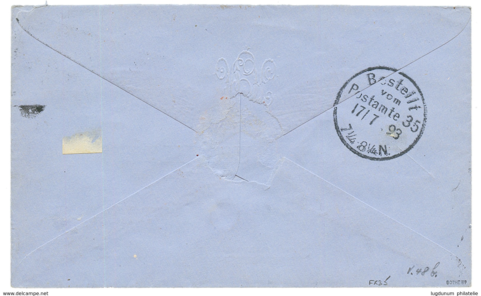 "FUSAN KOREA Via SHANGHAI CHINA " : 1893 GERMANY 20pf Canc. SHANGHAI On Envelope From FUSAN COREA To BERLIN. RARE. Super - Other & Unclassified