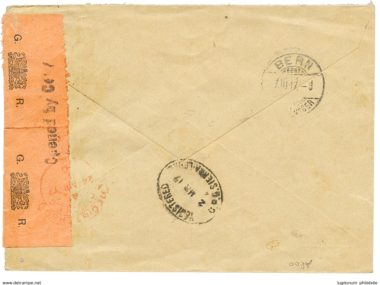 1917 3c+ 5c + 10c Canc. MONROVIA + Label OFFICIALLY SEALED On REGISTERED Cover To SWITZERLAND. Vvf. - Liberia