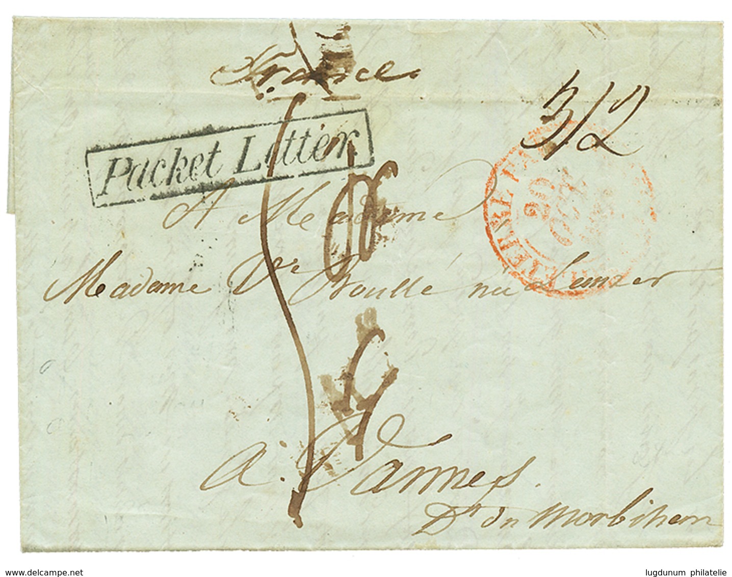 MEXICO - FORWARDING AGENT VERA-CRUZ : 1838 "ACHEMINE Par ADOUE FRERES/ De VERA-CRUZ On Reverse Of Entire Letter From GUA - Mexico