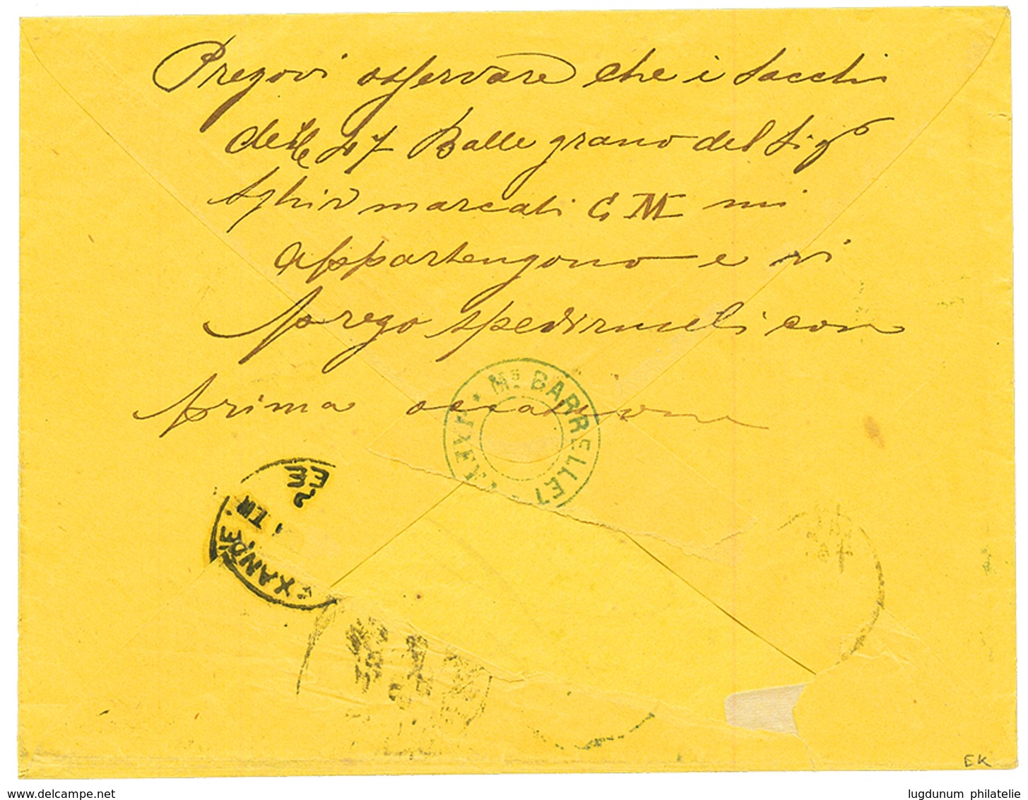 PALESTINE - RUSSIAN P.O : 1879 ROPIT 7k Canc. JAFFA On Envelope To ITALY. Very Scarce. Superb. - Palestine