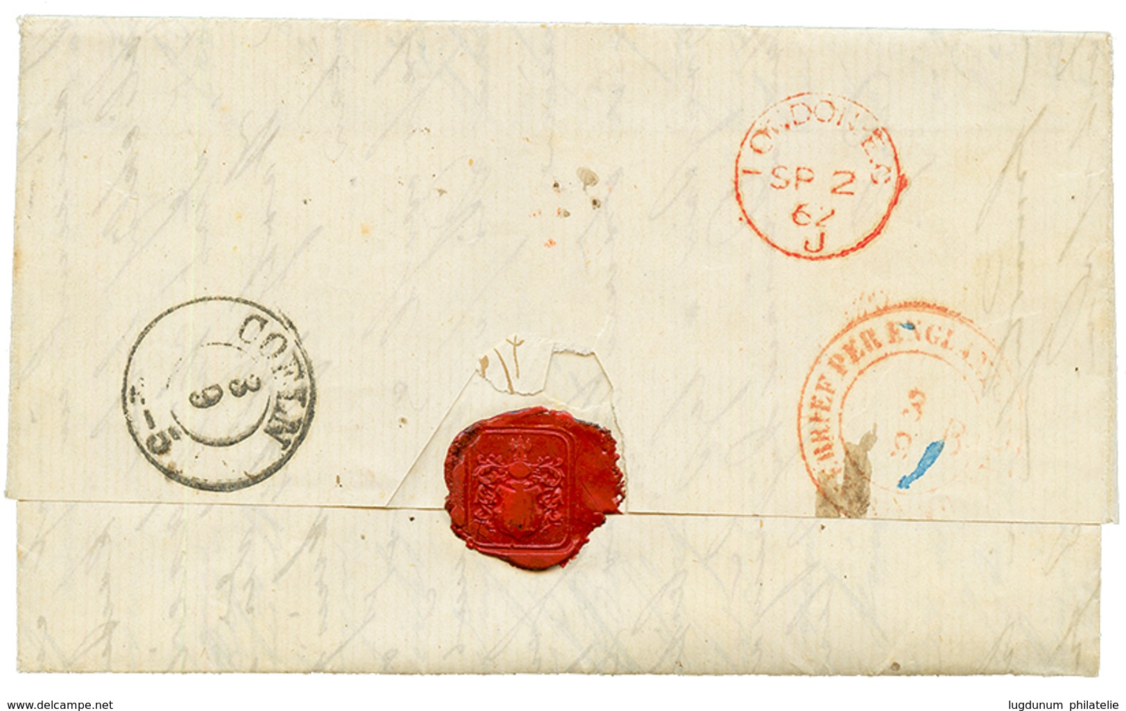 1862 "17" Tax Marking On Entire Letter From MONTEVIDEO To COLOGNE (GERMANY). Superb. - Uruguay