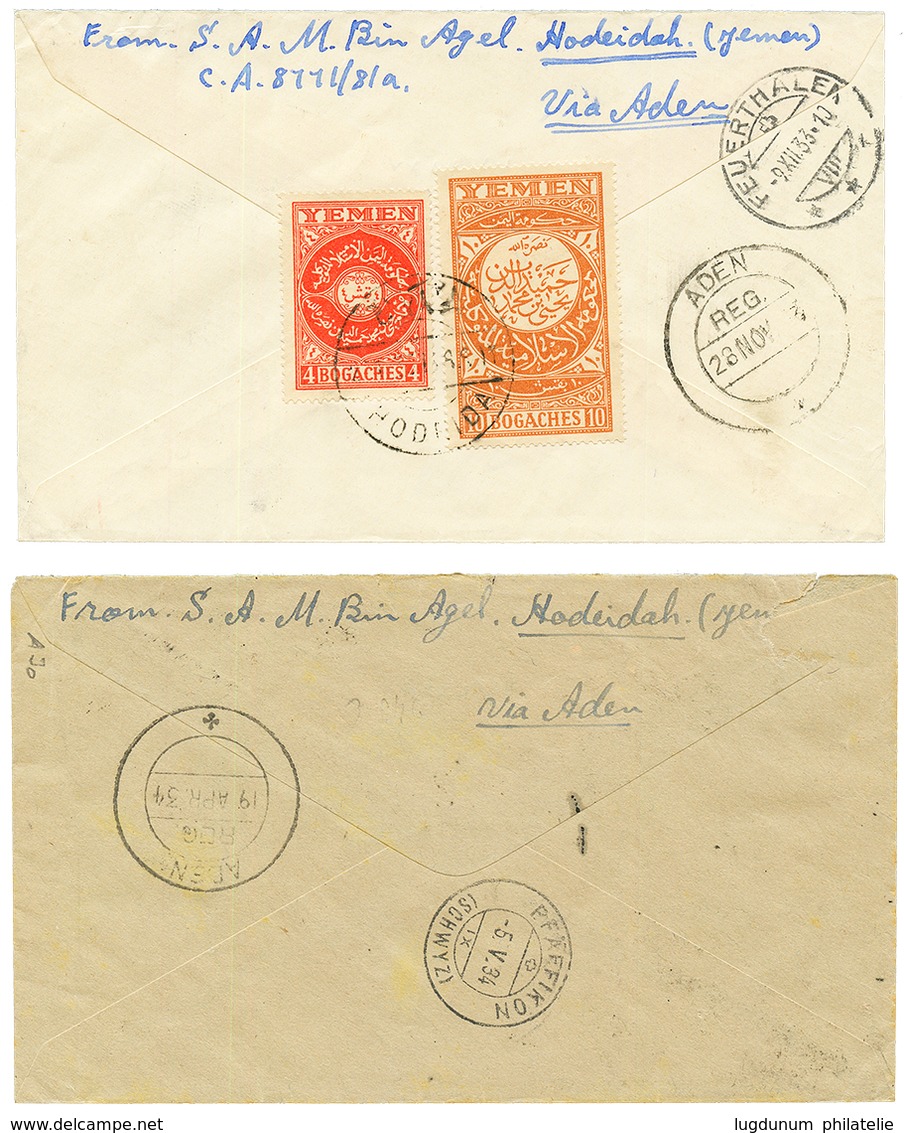1933/34 Lot 2 Interesting REGISTERED Covers From HODEIDA To SWITZERLAND. Vvf. - Yémen