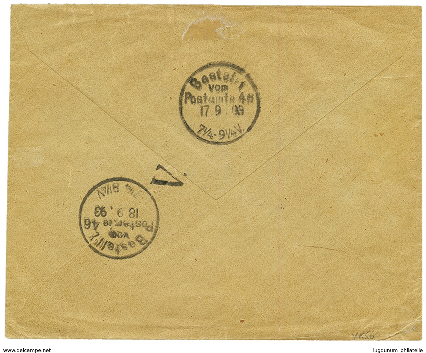 1893 INDIA 1a (x2) + 2a 6p Canc. ZANZIBAR /REG. On REGISTERED Commercial Envelope To BERLIN. RARE. Superb. - Other & Unclassified