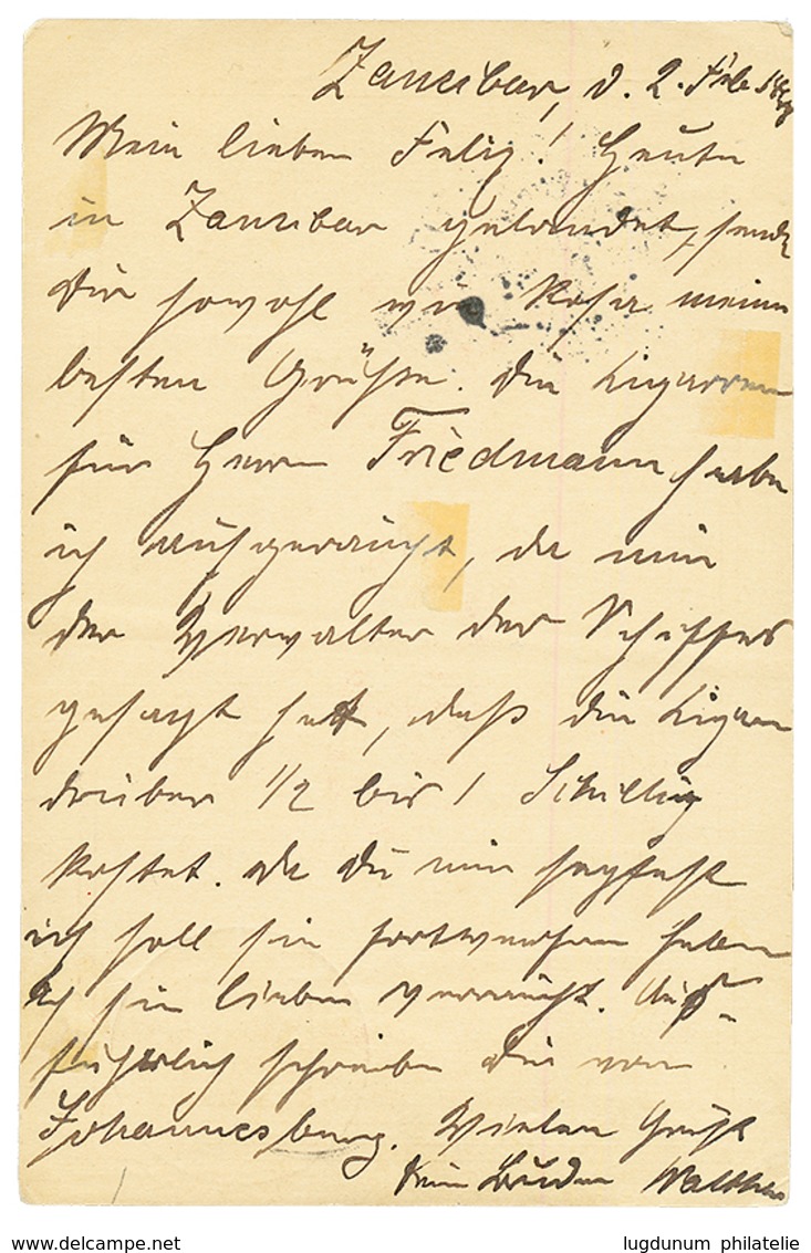 " ZANZIBAR" : 1894 GERMANY P./Stat 10pf Datelined "ZANZIBAR " Canc. DEUTSCHE SEEPOST/ OST/ AFRIKANISCHE/HAUPTLINIE + Bri - Other & Unclassified