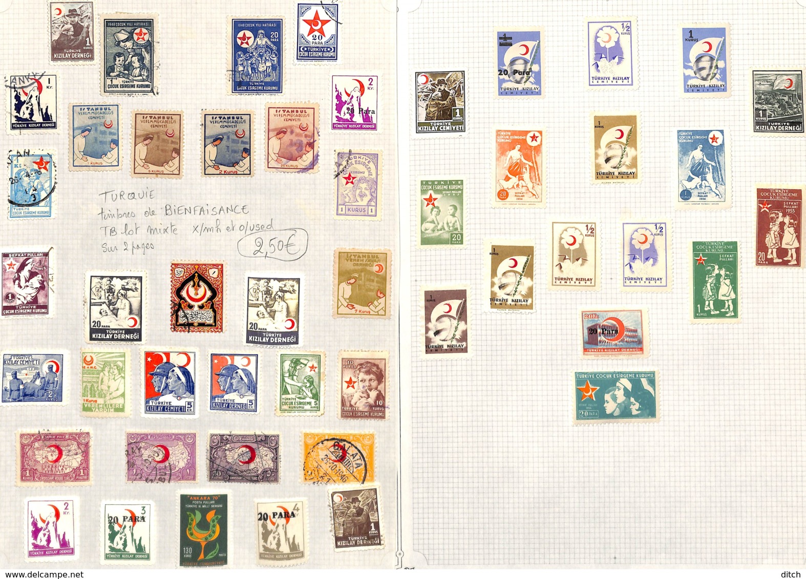 D - [847113]TB//MIX/MIX-Turquie  - Timbres De BIENFAISANCE, Tb Lot Mixte, */mh Et Obl/Used Sur 2 Pages - Charity Stamps