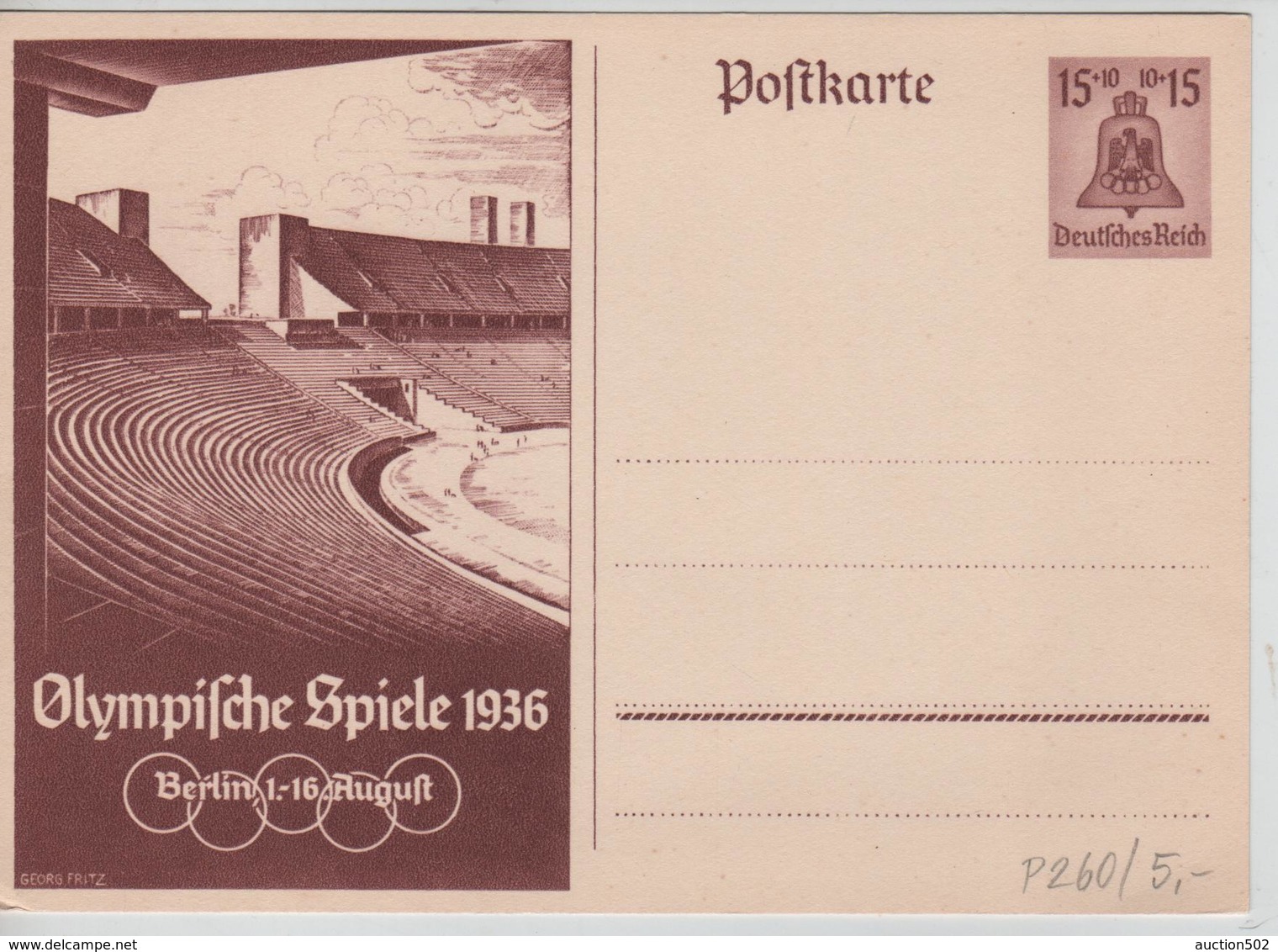 231PR/ Deutsches Reich Ganz.Pk Olympische Spiele 1936 Berlin 1-16 August - Ete 1936: Berlin