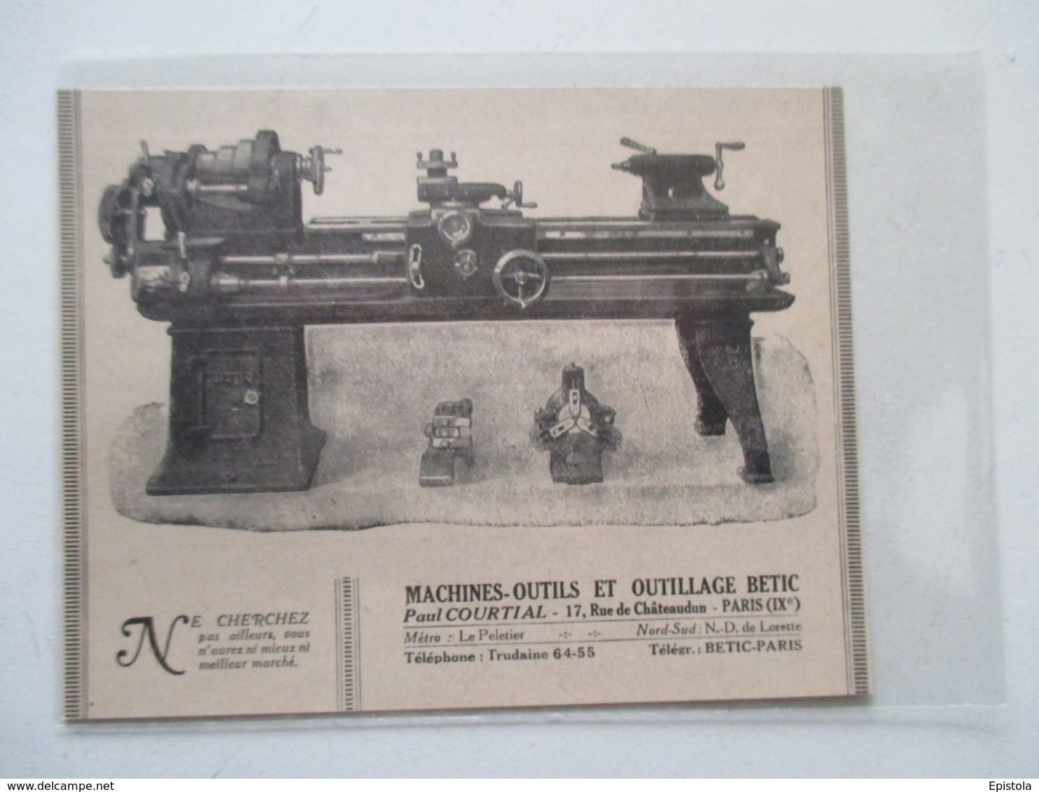Machine Outil - Tour à Verniers BETIC     - Coupure De Presse De 1921 - Andere Geräte