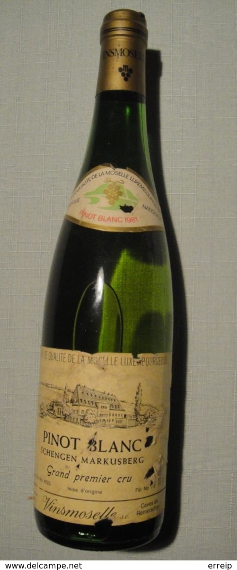 Schengen Luxembourg Moselle Pinot Blanc 1981 Schengen Markusberg Pinot Blanc Bouchon En Parfait état Grand Premier Cru - Vin