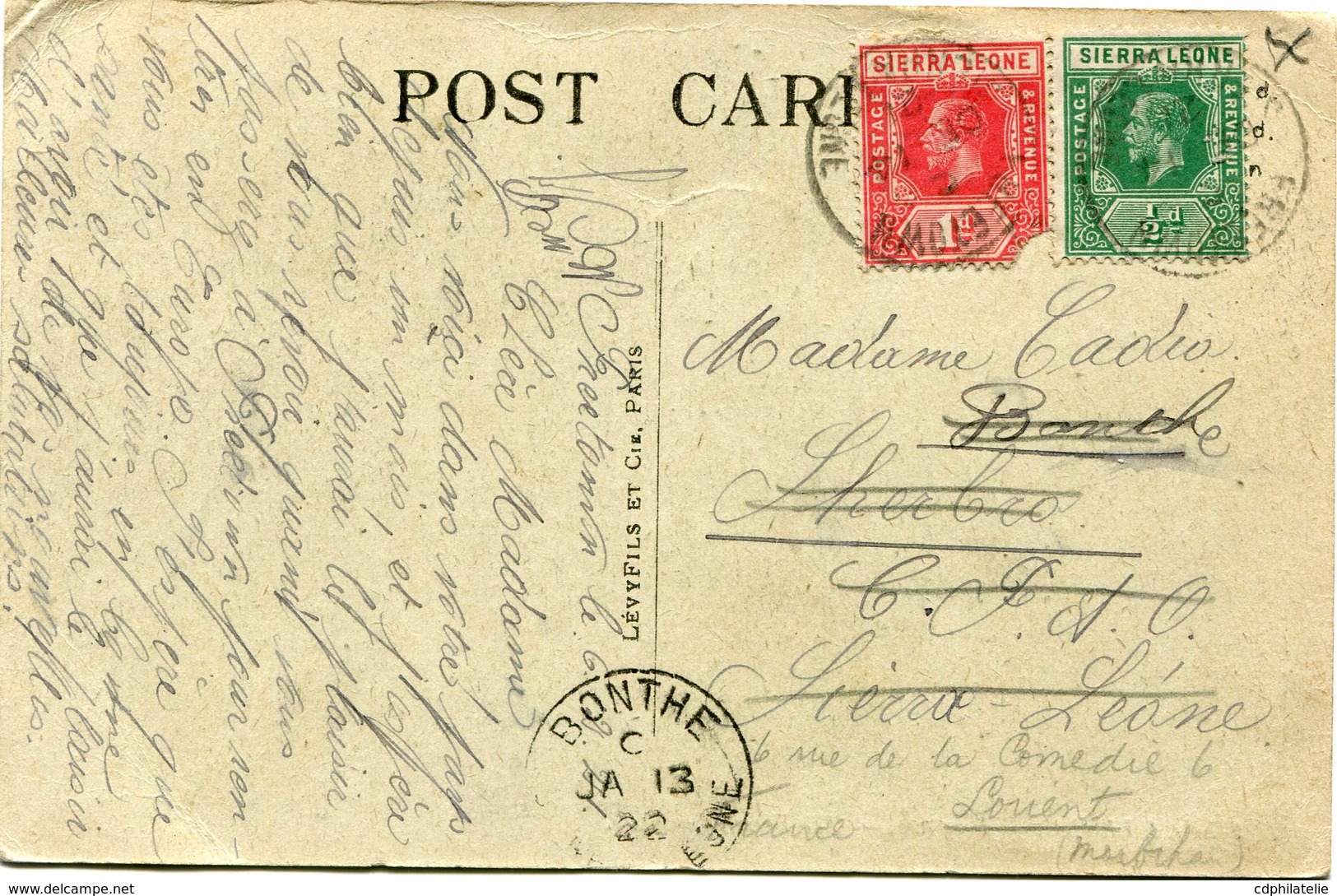 SIERRA LEONE CARTE POSTALE -FREETOWN -THE FRENCH CONSULATE DEPART FREETOWN DE 14 21 POUR LA SIERRA LEONE PUIS POUR LA... - Sierra Leone (...-1960)