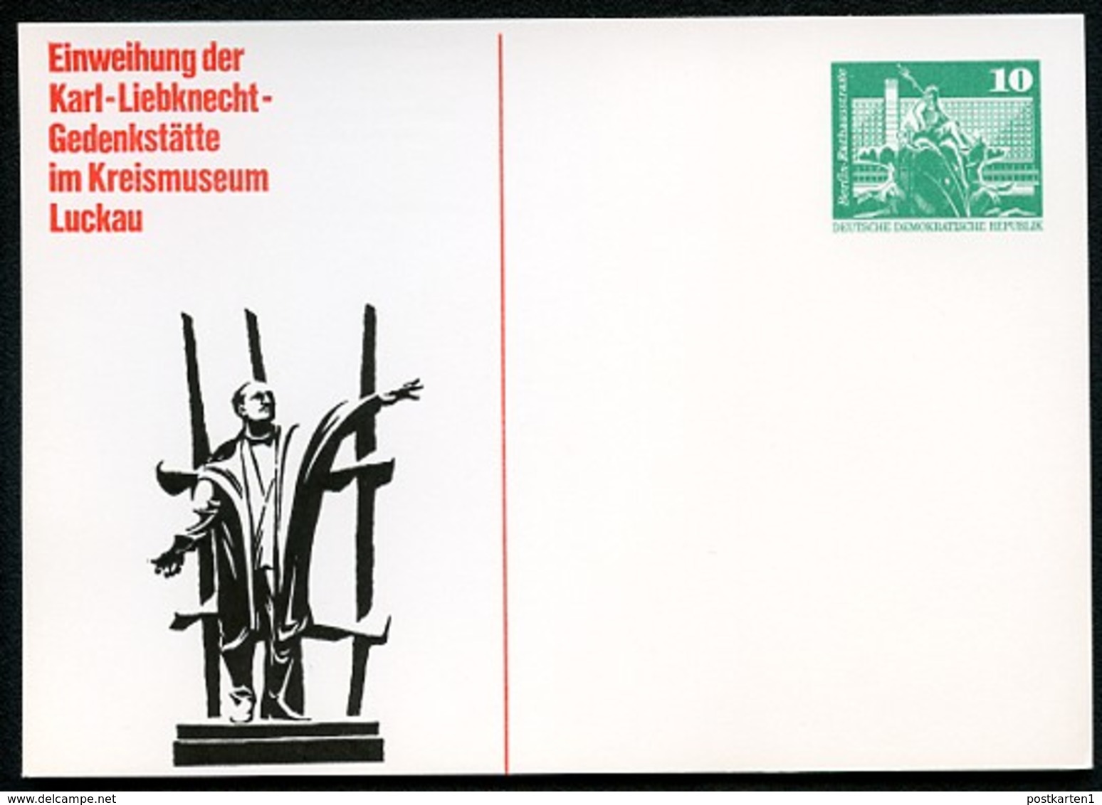 DDR PP16 B2/011 Privat-Postkarte FARBAUSFALL Karl Liebknecht Luckau 1978 - Private Postcards - Mint