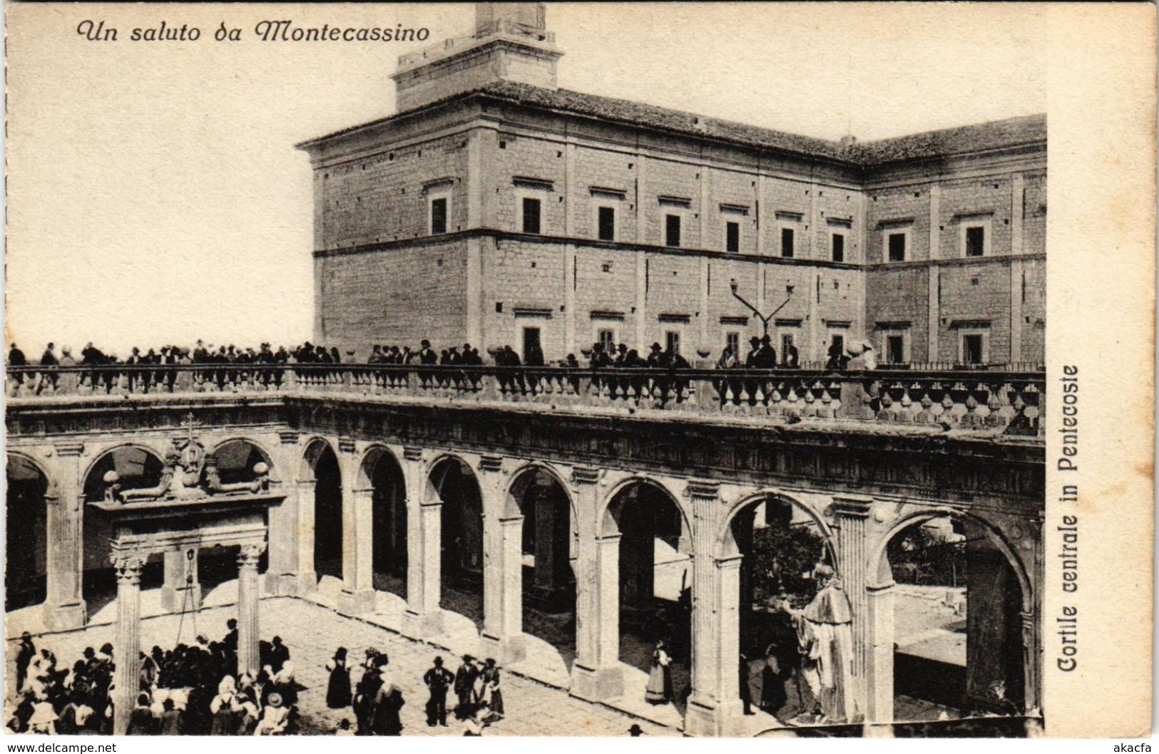 CPA Un Saluto Da MONTECASSINO Cortile Centrale In Pentecoste ITALY (802465) - Altri & Non Classificati