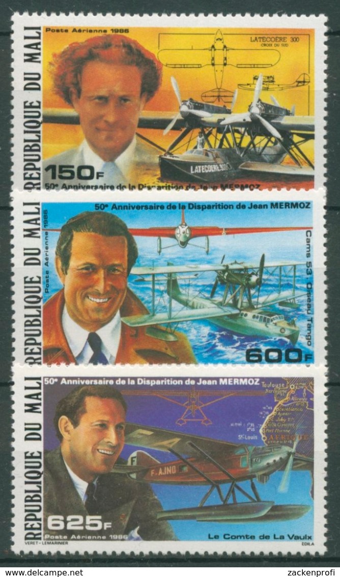 Mali 1986 Jean Mermoz Pilot Flugzeuge 1082/84 Postfrisch - Mali (1959-...)