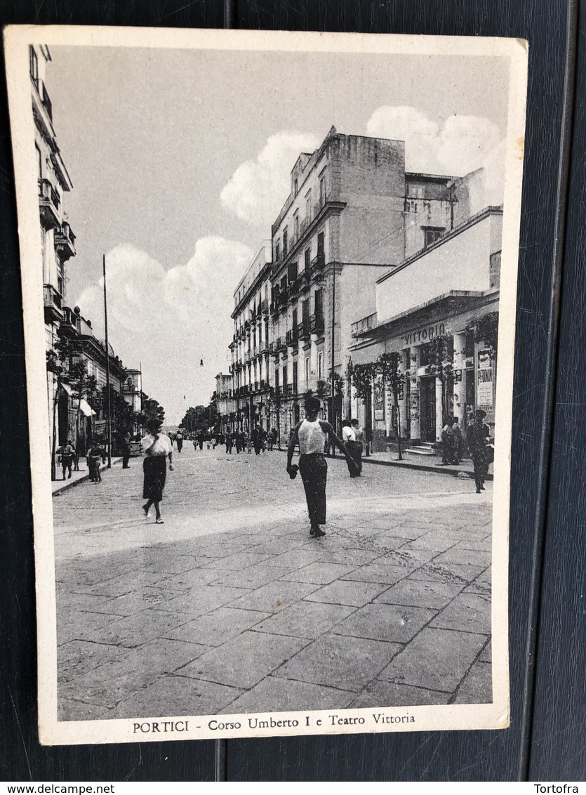 NAPOLI PORTICI CORSO UMBERTO I E TEATRO VITTORIA 1955 - Portici