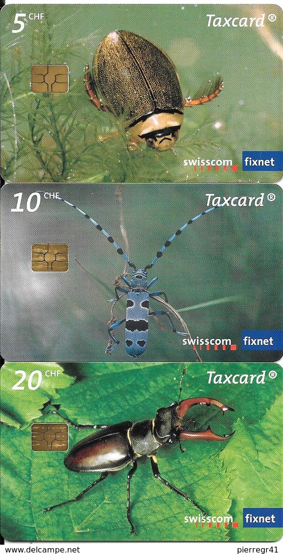 3-CARTES-PUCE-5/10/20CH-INSECTES SCARABBES-Utilisé-TBE - Other & Unclassified