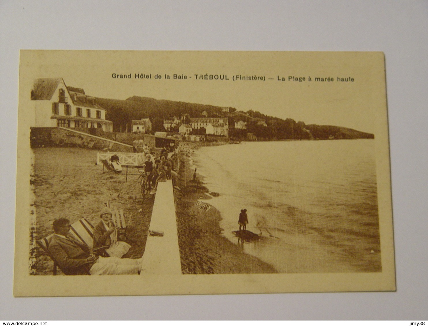 FINSTERE-TREBOUL-GRAND HOTEL DE LA BAIE LA PLAGE A MAREE HAUTE-ANIMEE - Tréboul