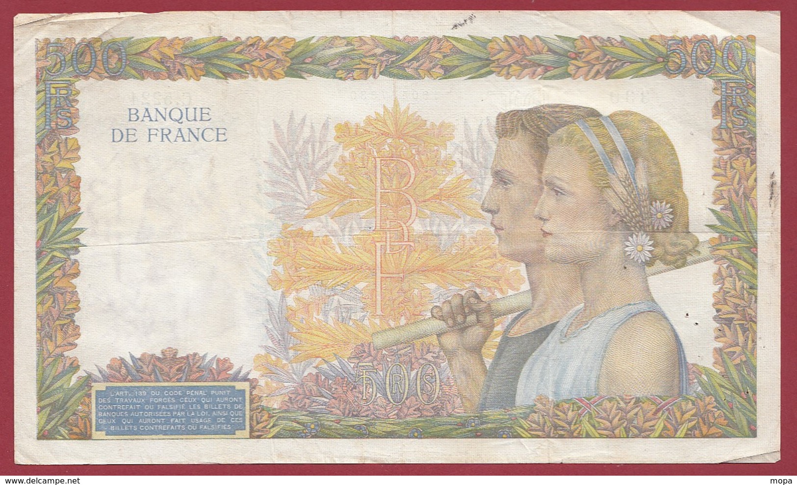 50 Francs "La Paix"--du 02/04/1942.AQ----F/TTB+--ALPH.C.5224 - 500 F 1940-1944 ''La Paix''