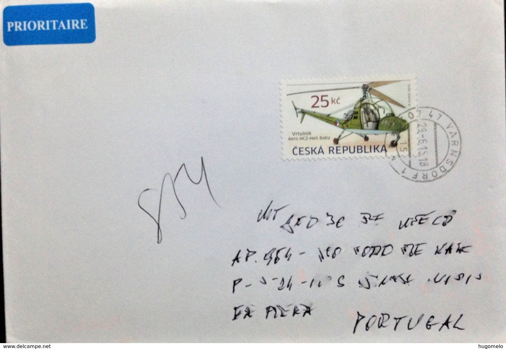 Czech Republic, Circulated Cover To Portugal, "Aviation", "Helicopters", 2015 - Lettres & Documents