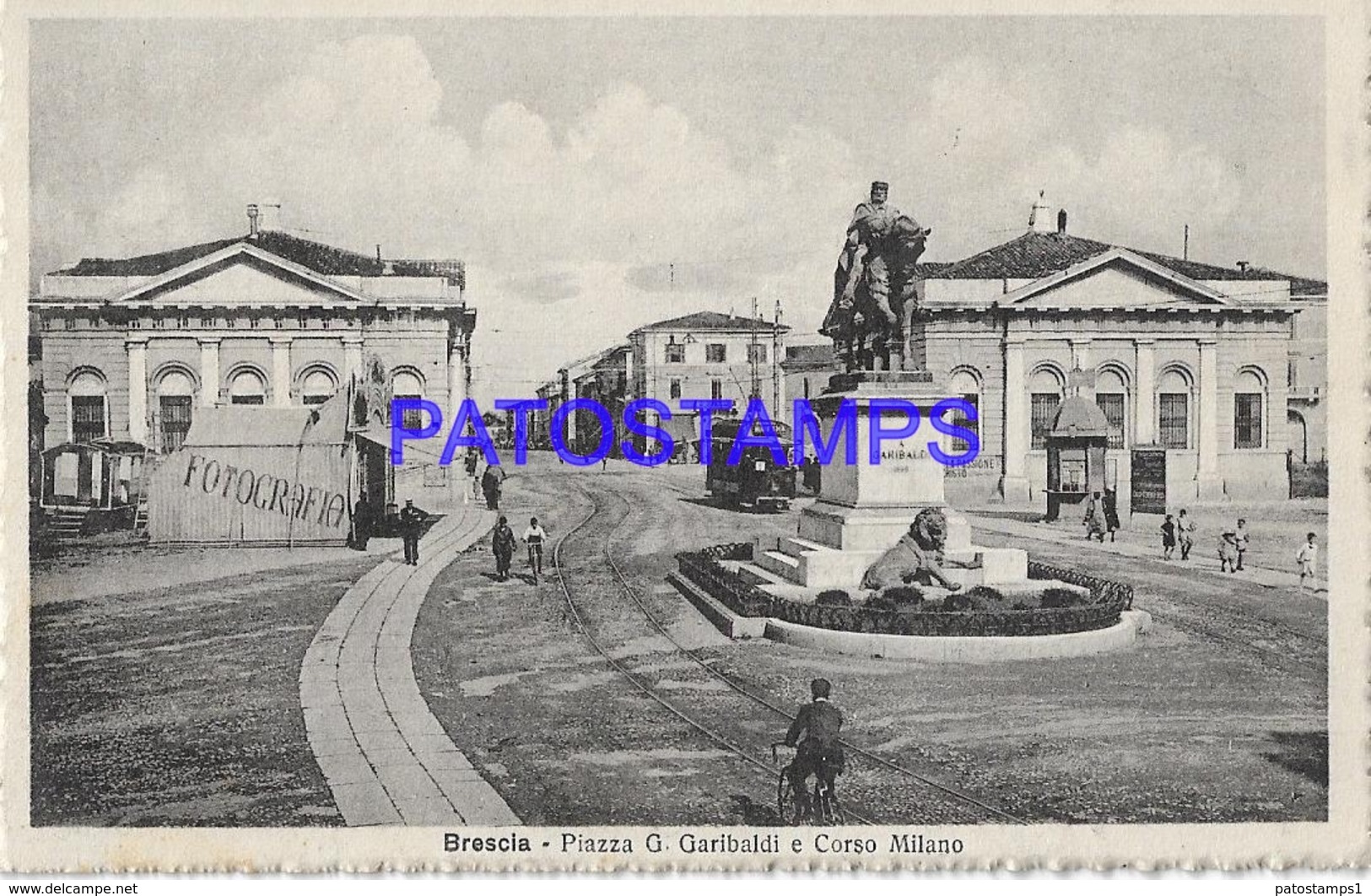 129531 ITALY BRESCIA SQUARE G. GARIBALDI & STREET MILANO TRAMWAY POSTAL POSTCARD - Autres & Non Classés