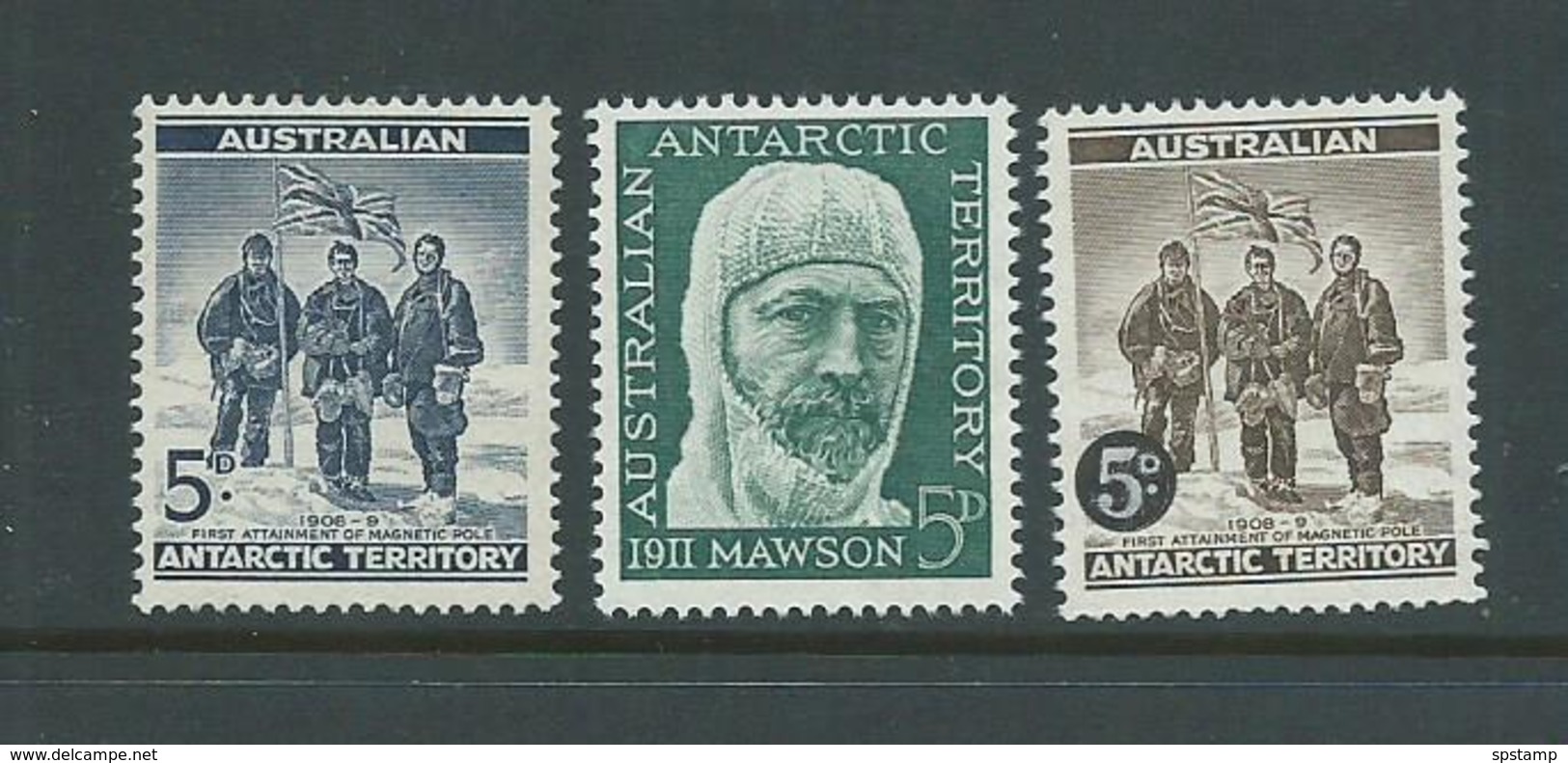 Australian Antarctic Territory AAT 1959 - 1961 The Three 5d Values MNH - Unused Stamps