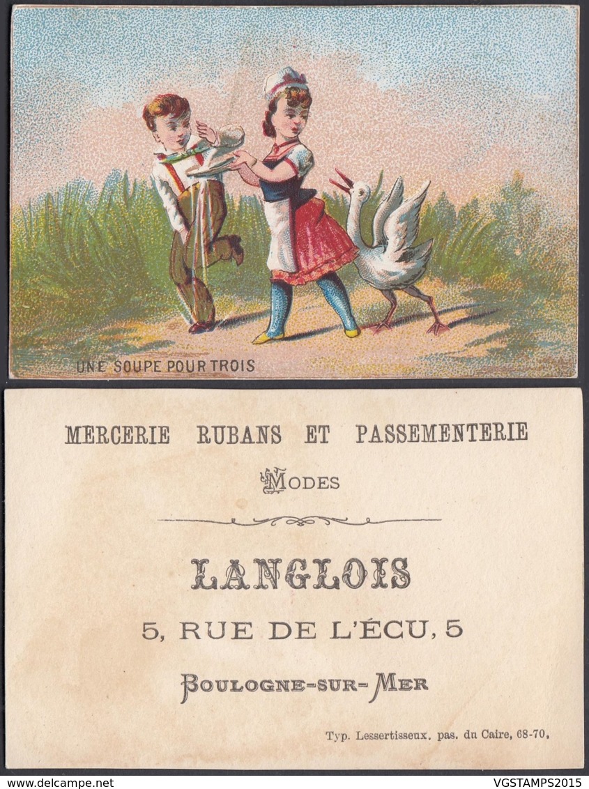 Chromo " Une Soupe Pour Trois " Maison Langlois - Mercerie (VG) DC6747 - Autres & Non Classés