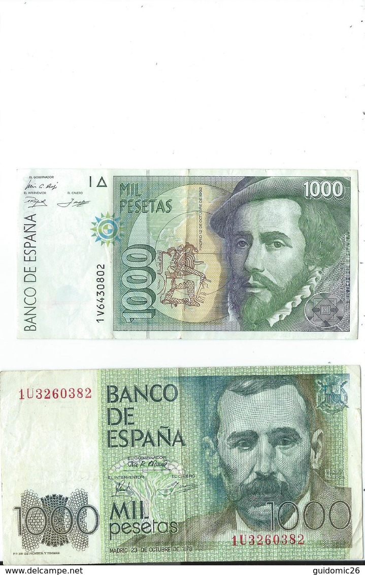 Lot De 2 Billets De 1000 Pesetas Ayant Circulé - [ 4] 1975-… : Juan Carlos I