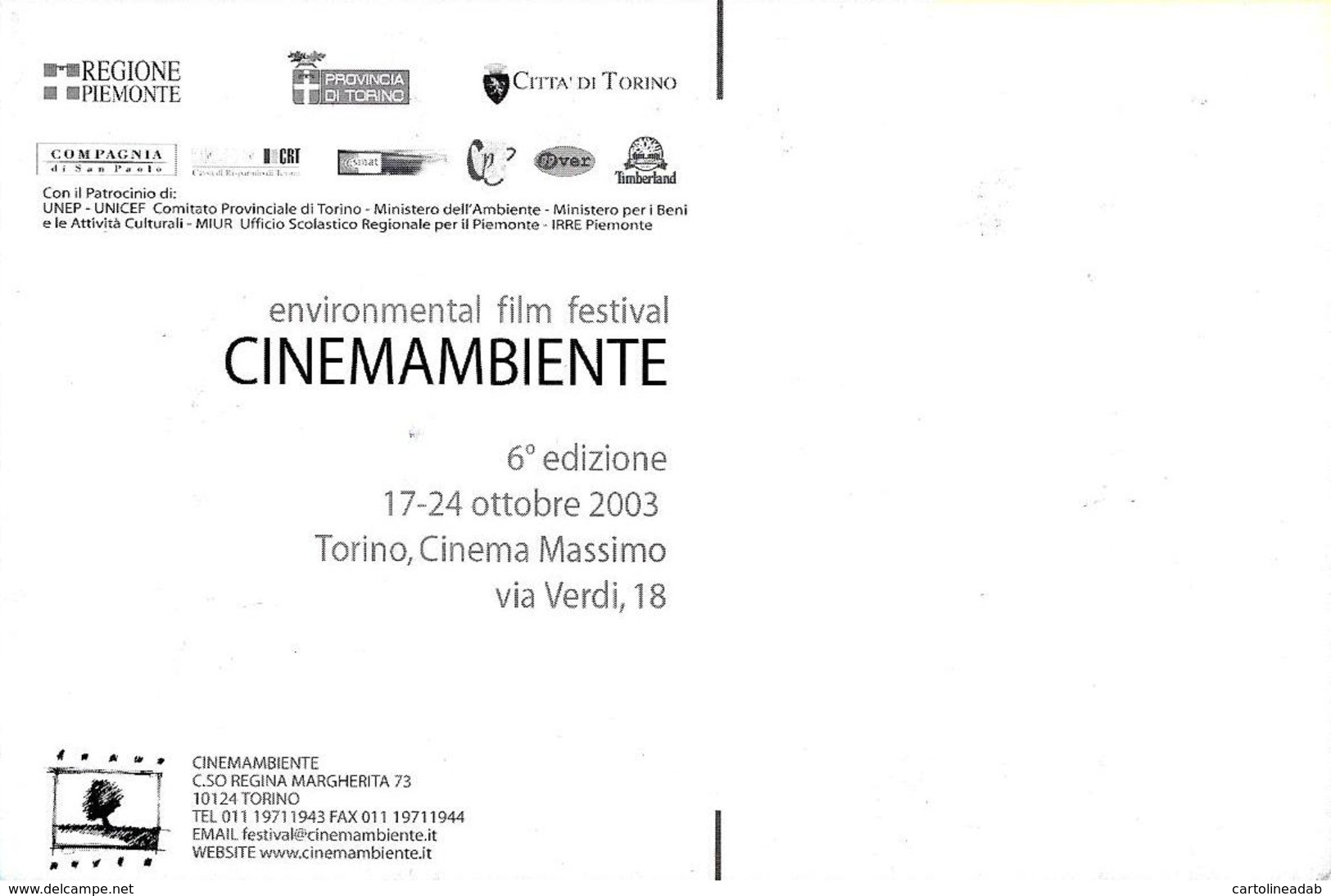 [MD4284] CPM - TORINO - 6° CINEMAMBIENTE - ENVIRONMENTAL FILM FESTIVAL - PERFETTA - NV - Altri & Non Classificati