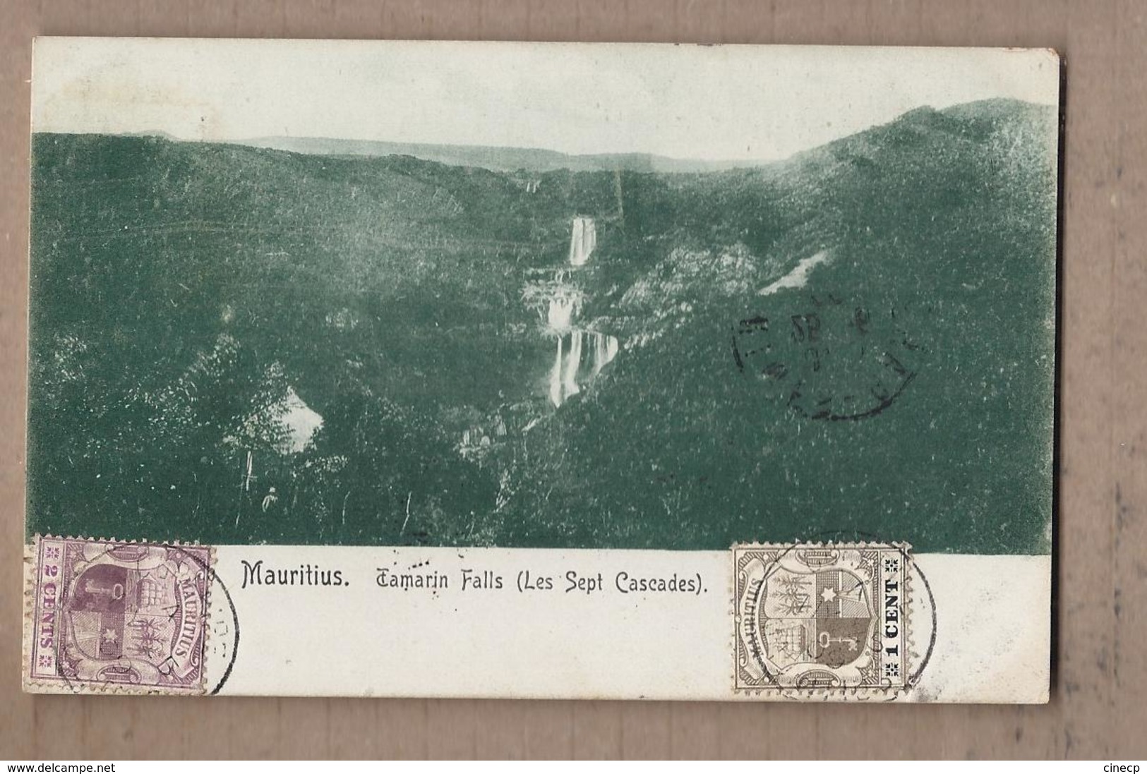 CPA ILE MAURICE - MAURITIUS Tamarin Falls ( Les Sept Cascades ) - SUPERBE PLAN NATURE + TB Oblitération Timbres 1909 - Maurice