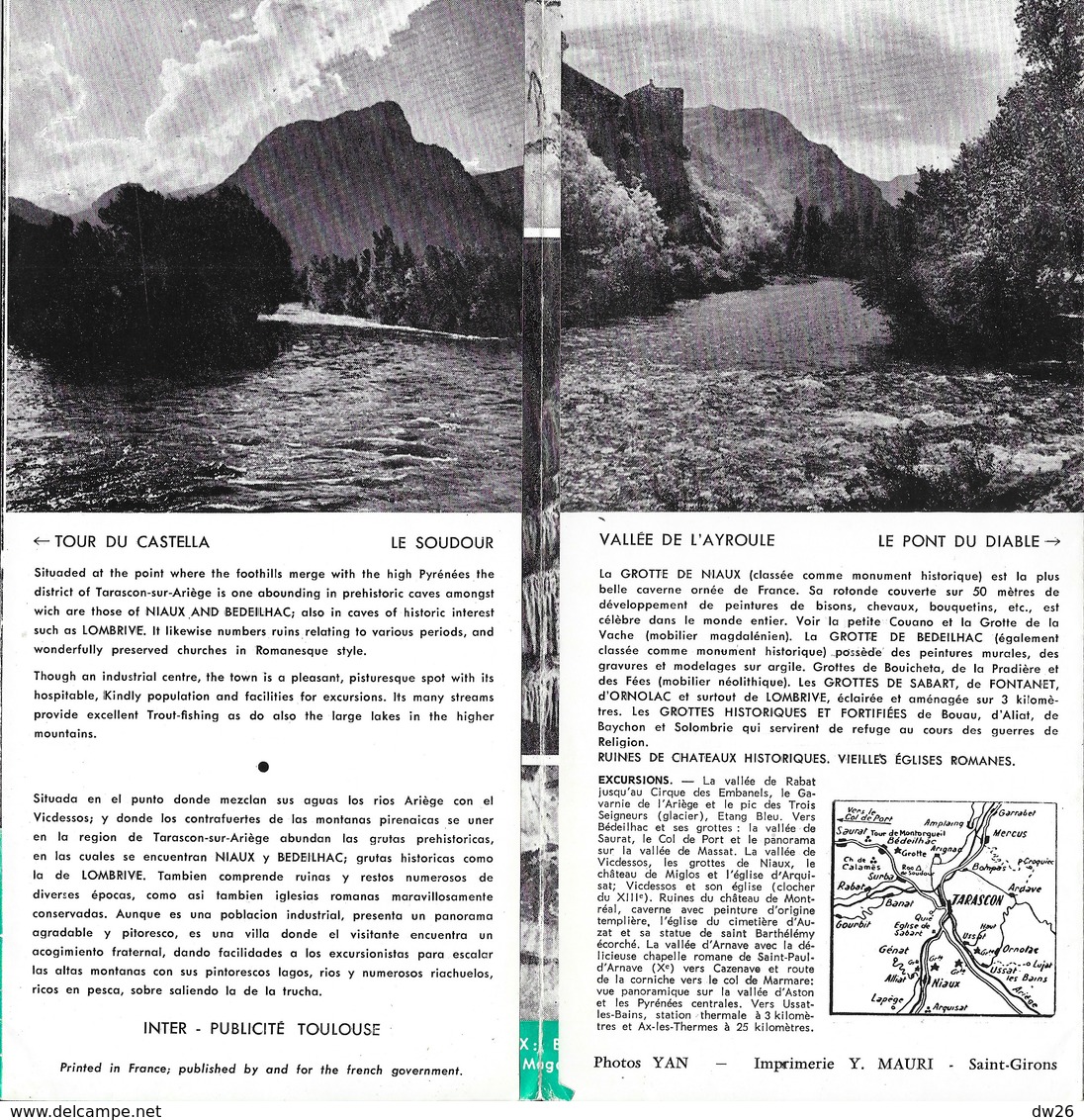 Dépliant Touristique De Tarascon-sur-Ariège (le Pays Des Cavernes) Et La Vallée De L'Ayroute - Dépliants Touristiques