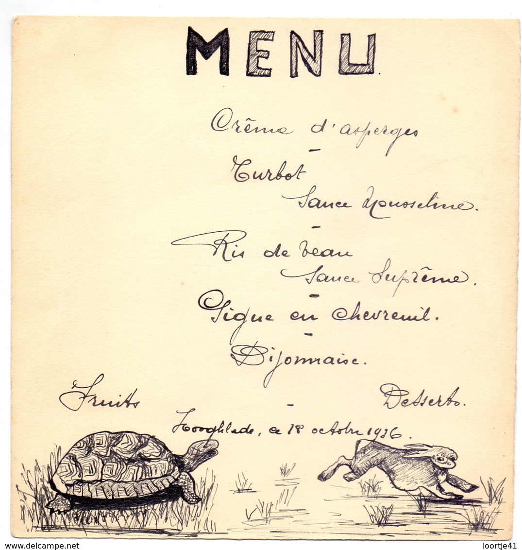 Menu - Haas En Schildpad - Hooglede 1936 - Menu