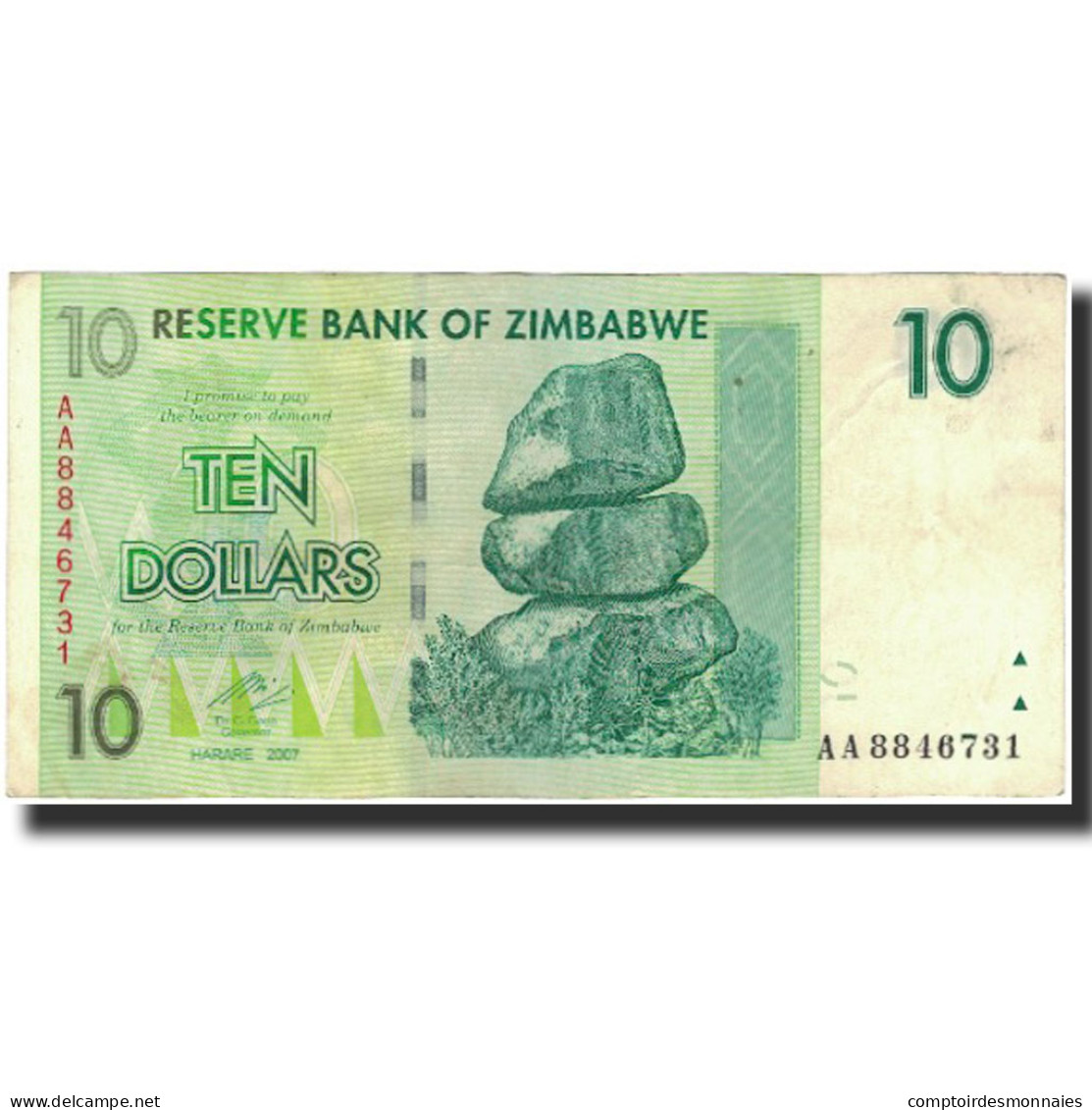 Billet, Zimbabwe, 10 Dollars, 2007, KM:67, TTB - Zimbabwe