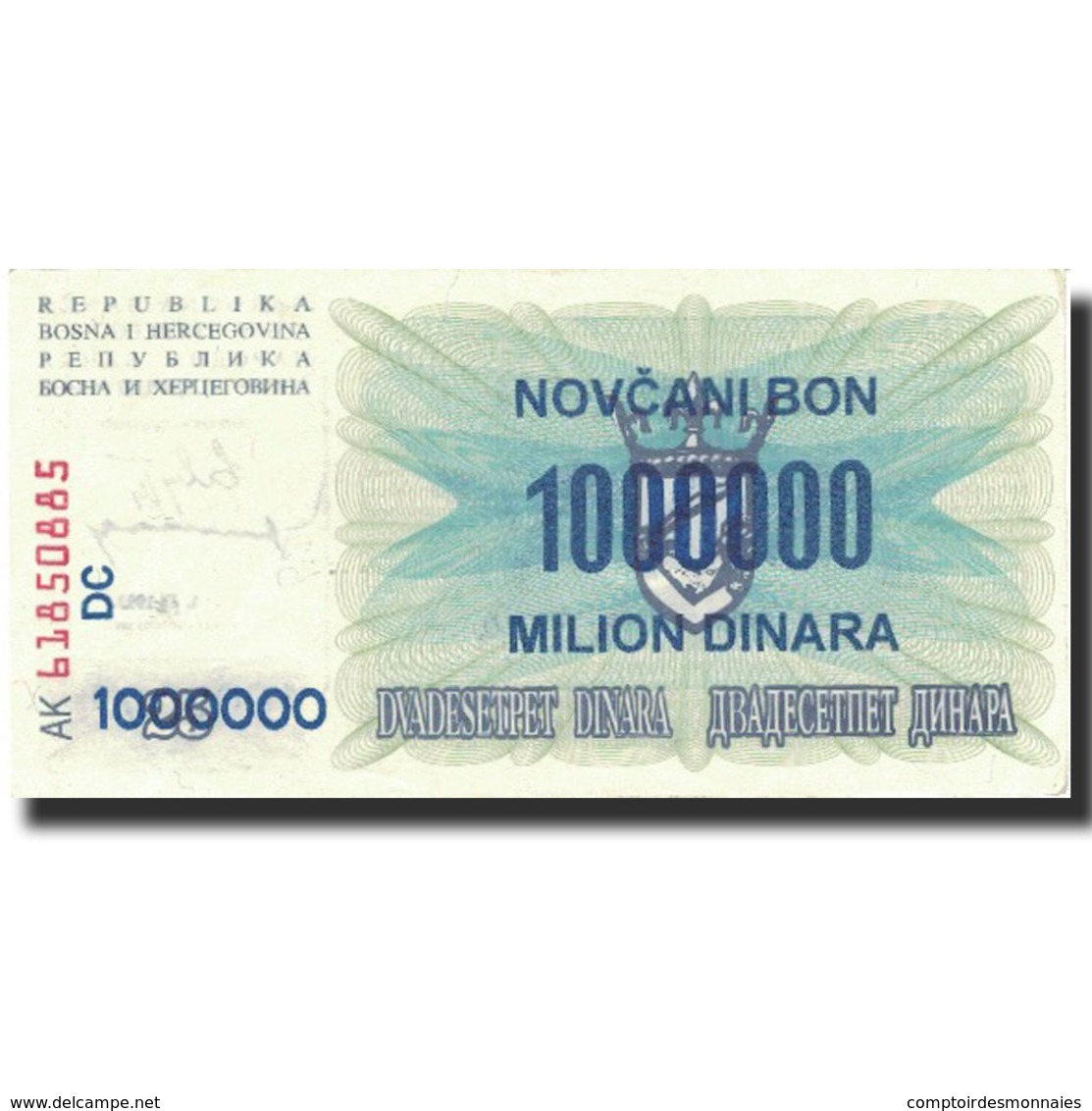 Billet, Bosnia - Herzegovina, 1,000,000 Dinara, 1993, 1993-09-01, KM:35b, SUP - Bosnie-Herzegovine