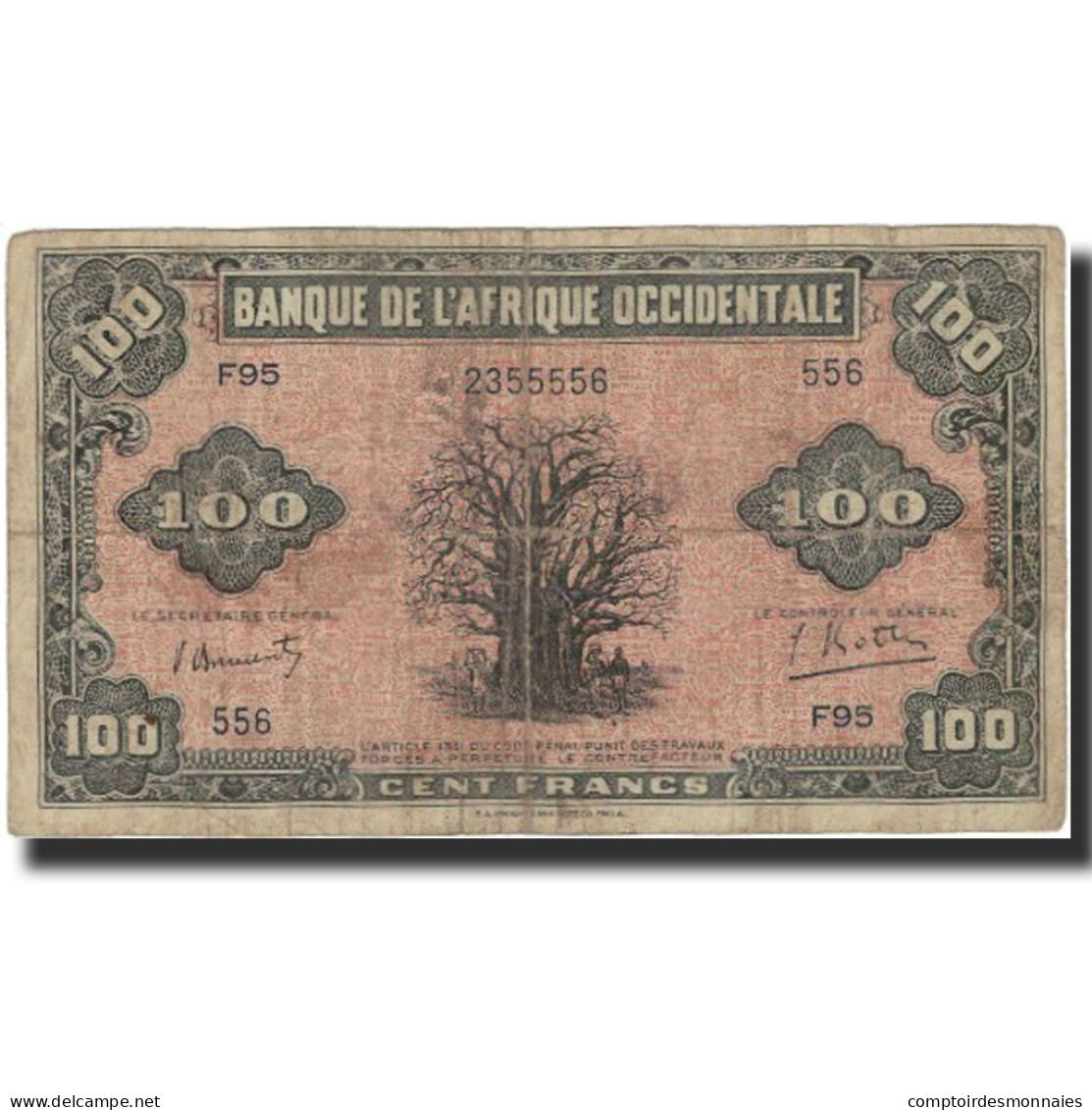 Billet, French West Africa, 100 Francs, 1942, 1942-12-14, KM:31a, TB+ - West African States