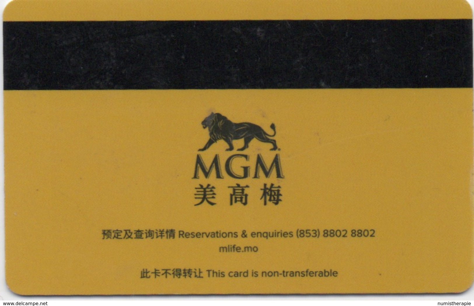 Carte De Membre Casino : MGM Golden Lion : Macau Macao - Cartes De Casino